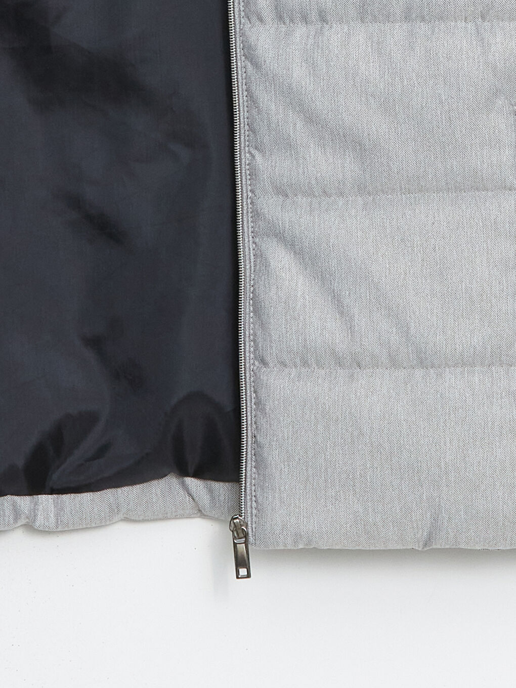 Gri Standart Kalıp Dik Yaka Erkek Şişme Yelek-6