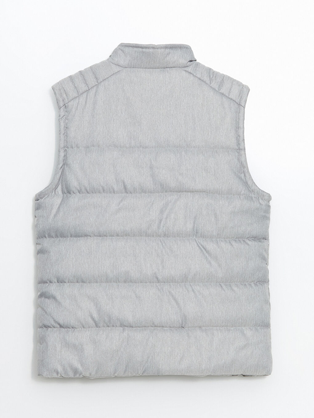 Gri Standart Kalıp Dik Yaka Erkek Şişme Yelek-7