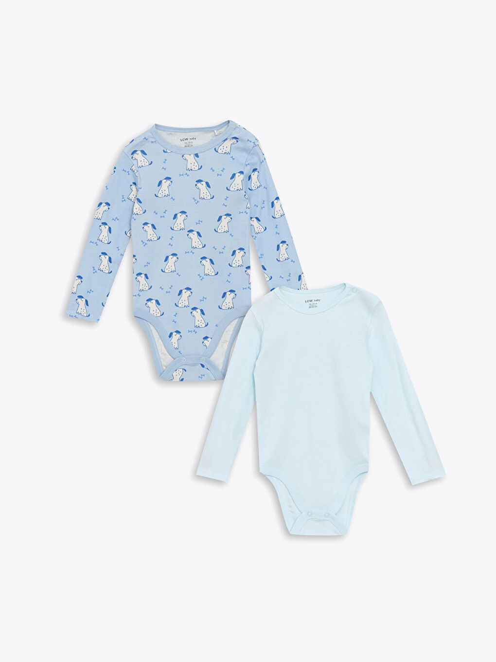 LCW baby Printed Long Sleeved Baby Boy Snap Fastener Bodysuit 2 Pack -W4EU02Z1-LQK