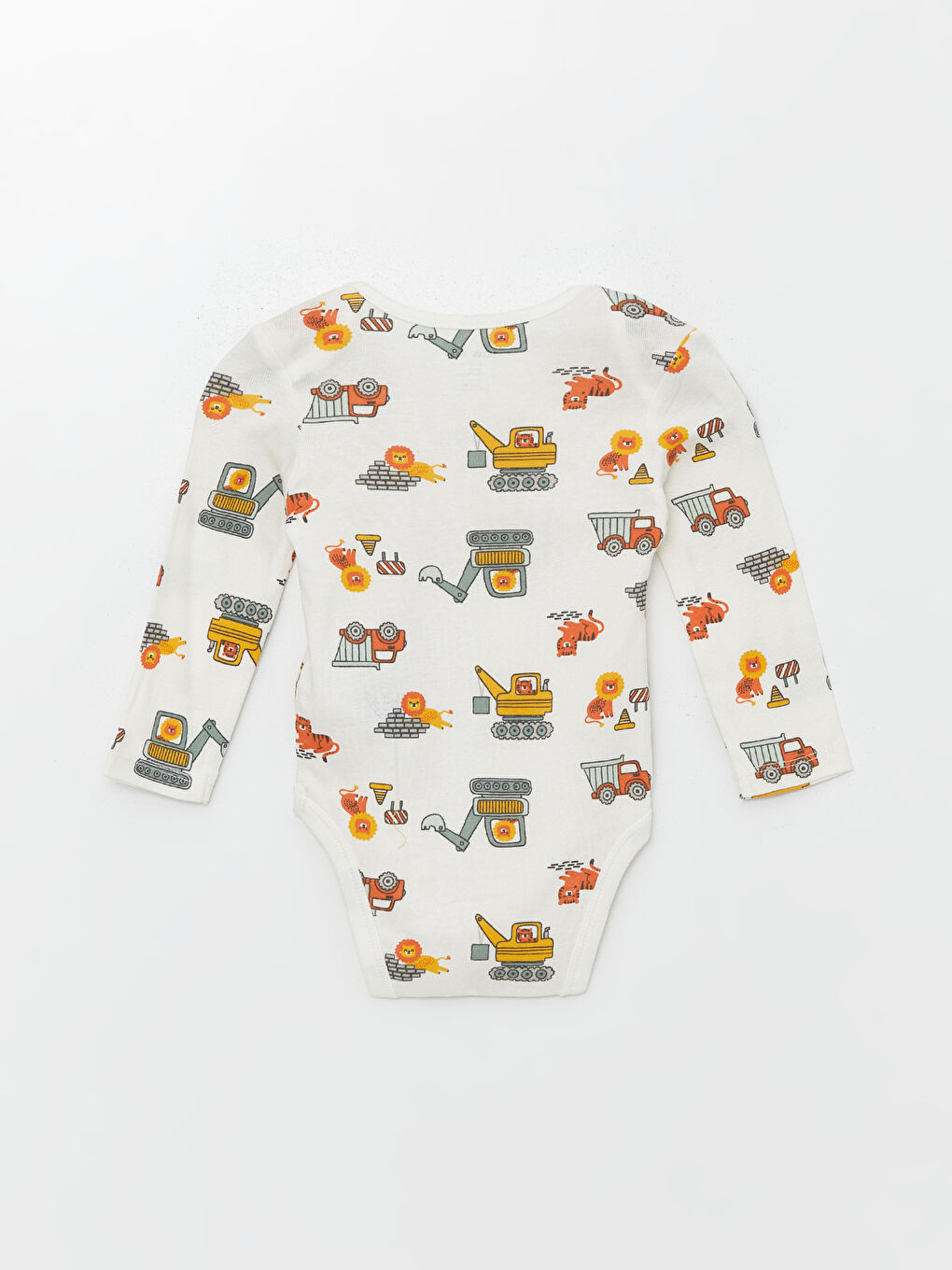 Crew Neck Long Sleeve Printed Baby Boy Bodysuit with Snap Fastener 3 Pcs -W4EU10Z1-LRA