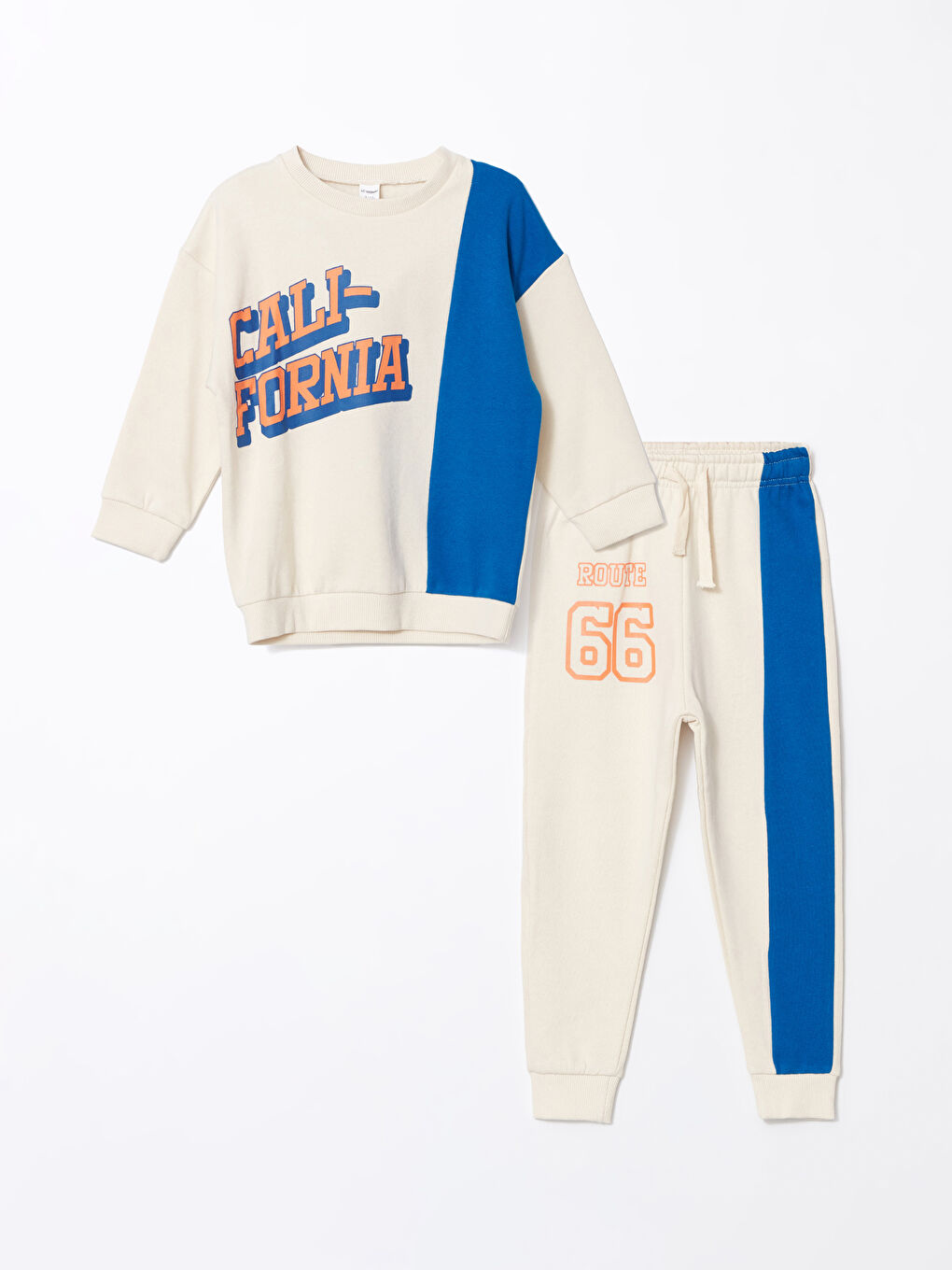 LCW Kids Elasticated Waist Printed Boys' Sweatshirt and Sweatpants 2 Pack -W4EU23Z1-QVK
