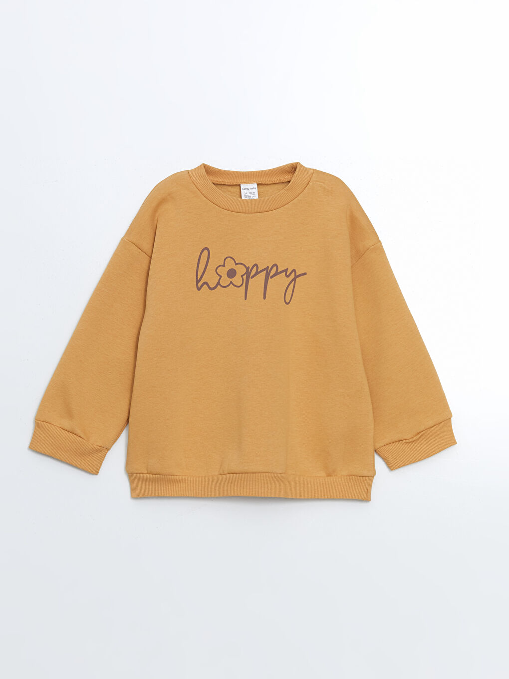 سويتشيرت كم طويل مطبوع بياقة دائرية للبنات وبنطلون ضيق - مجموعة من قطعتين-1