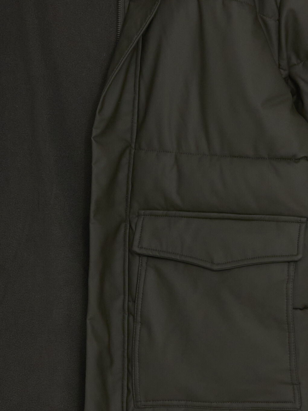 Haki Standart Kalıp Kapüşonlu Erkek Şişme Mont-6