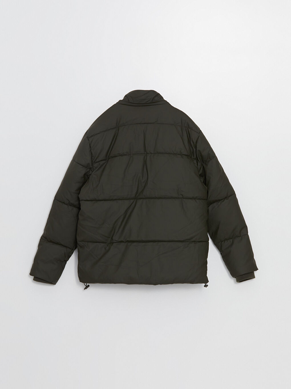 Haki Standart Kalıp Kapüşonlu Erkek Şişme Mont-7