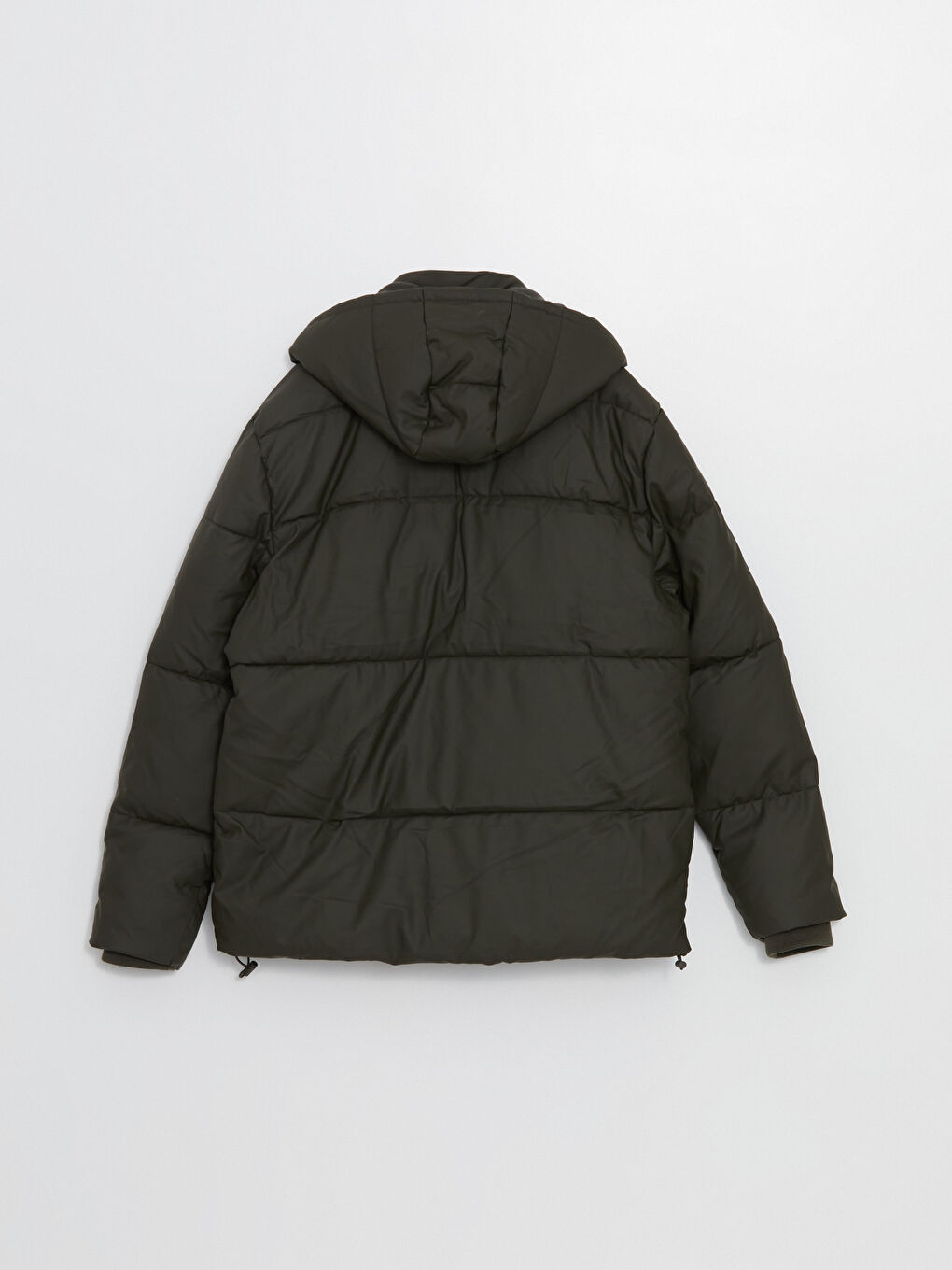 Haki Standart Kalıp Kapüşonlu Erkek Şişme Mont-8