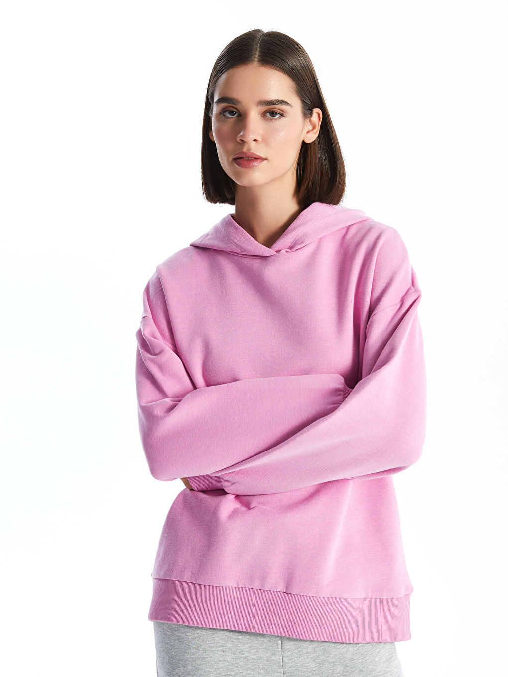 LCW ECO Pembe Oversize Kadın Kalın Hoodie