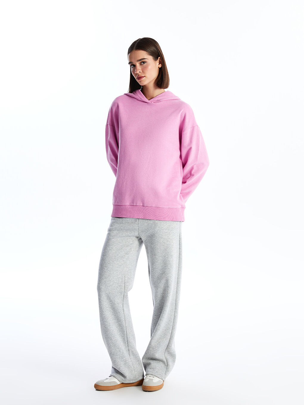 LCW ECO Pembe Oversize Kadın Hoodie - 1