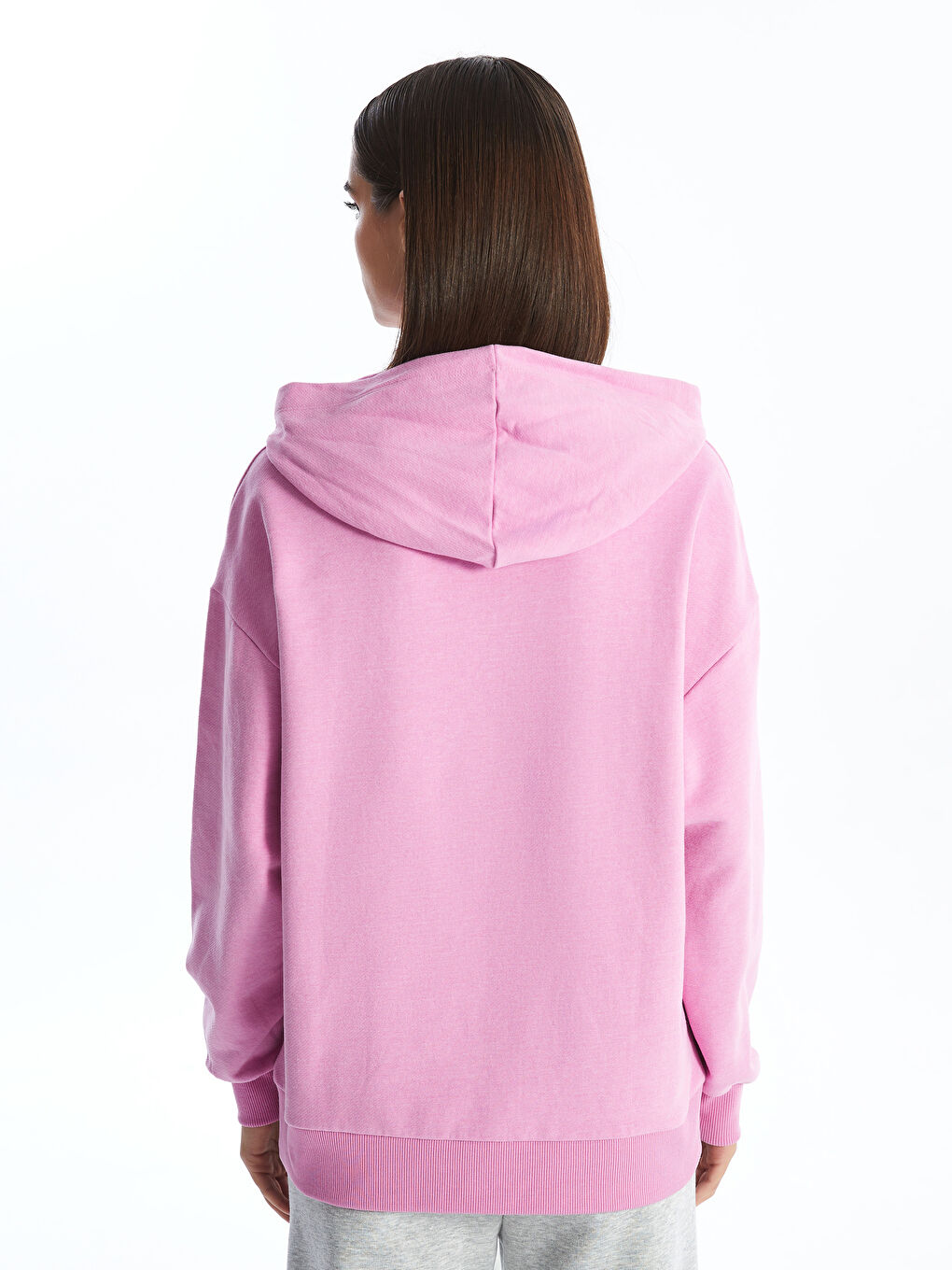 LCW ECO Pembe Oversize Kadın Kalın Hoodie - 3