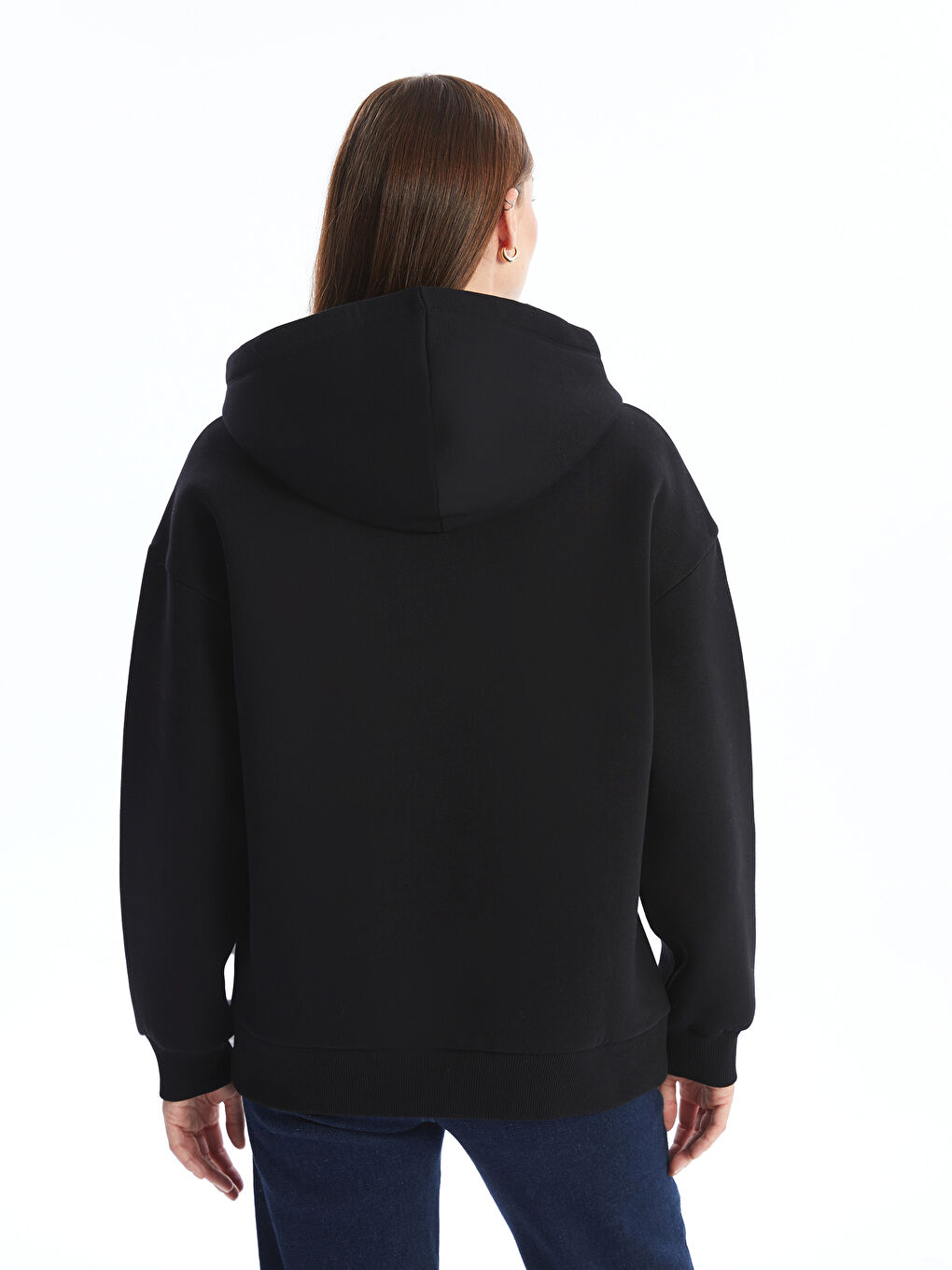 LCW ECO Yeni Siyah Oversize Kadın Hoodie - 3