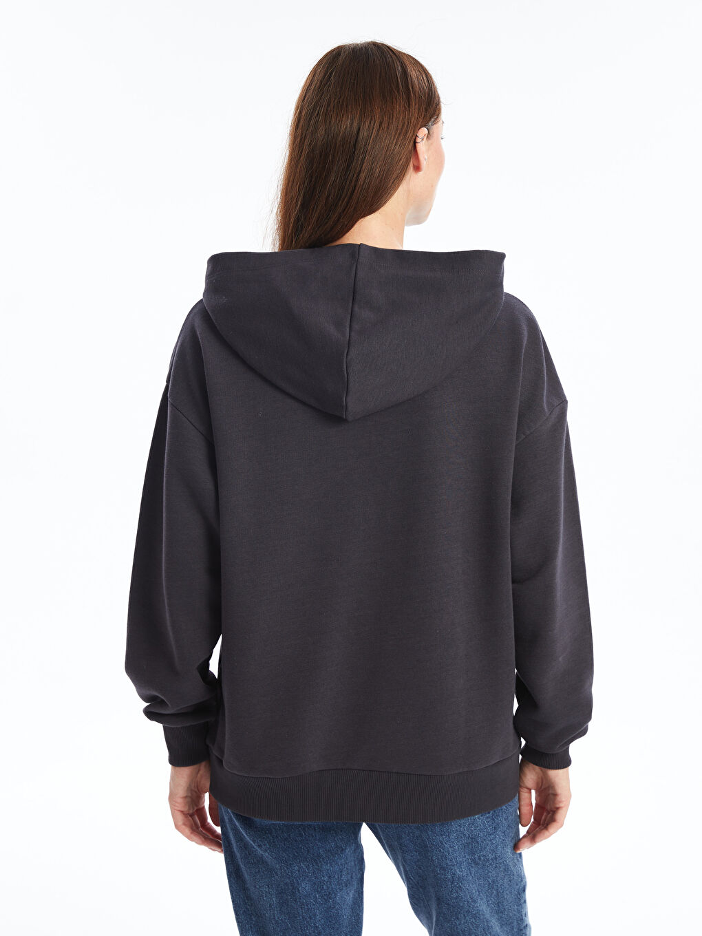 LCW ECO Antrasit Oversize Kadın Kalın Hoodie - 3