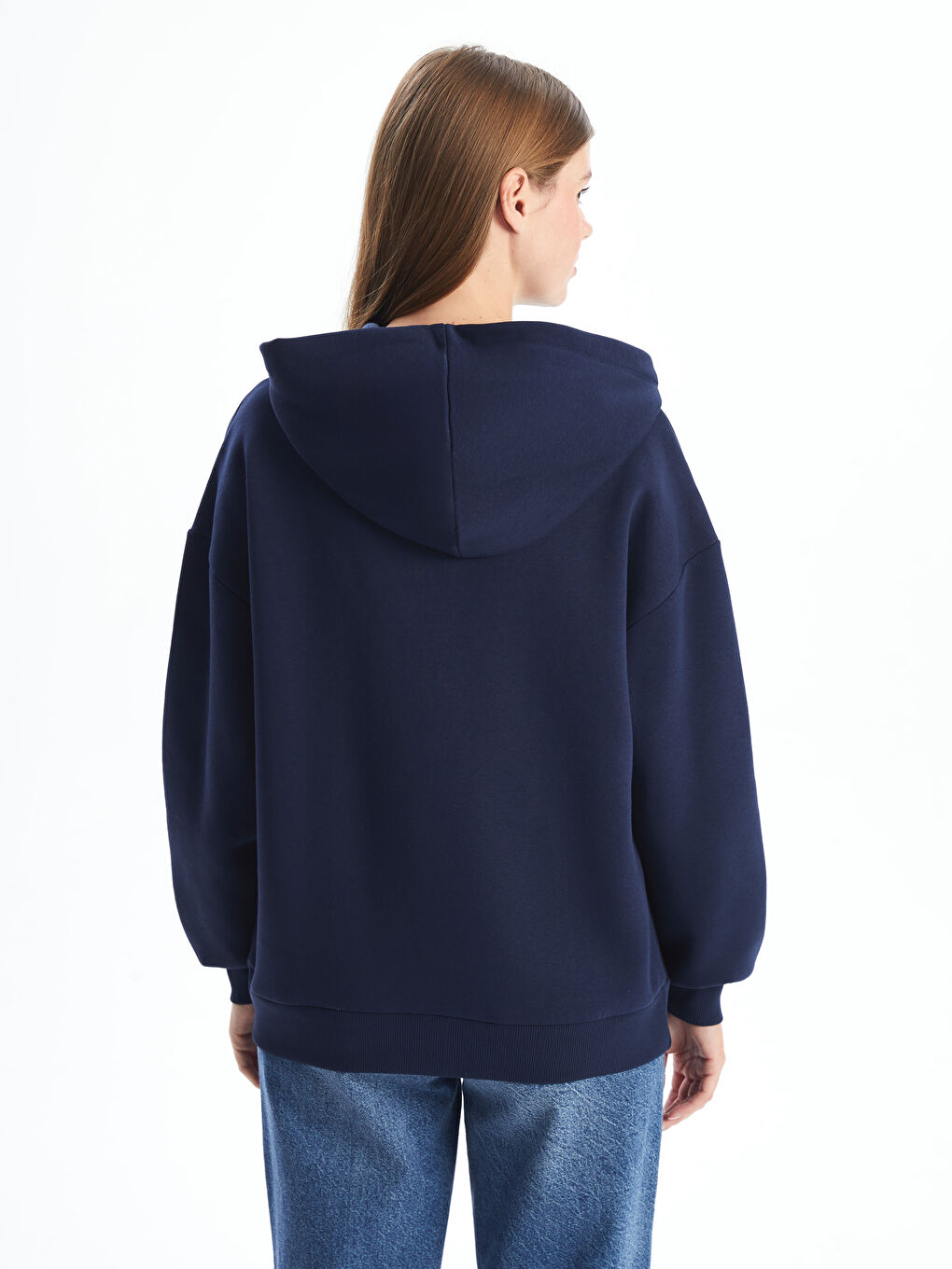 LCW ECO Lacivert Oversize Kadın Kalın Hoodie - 3