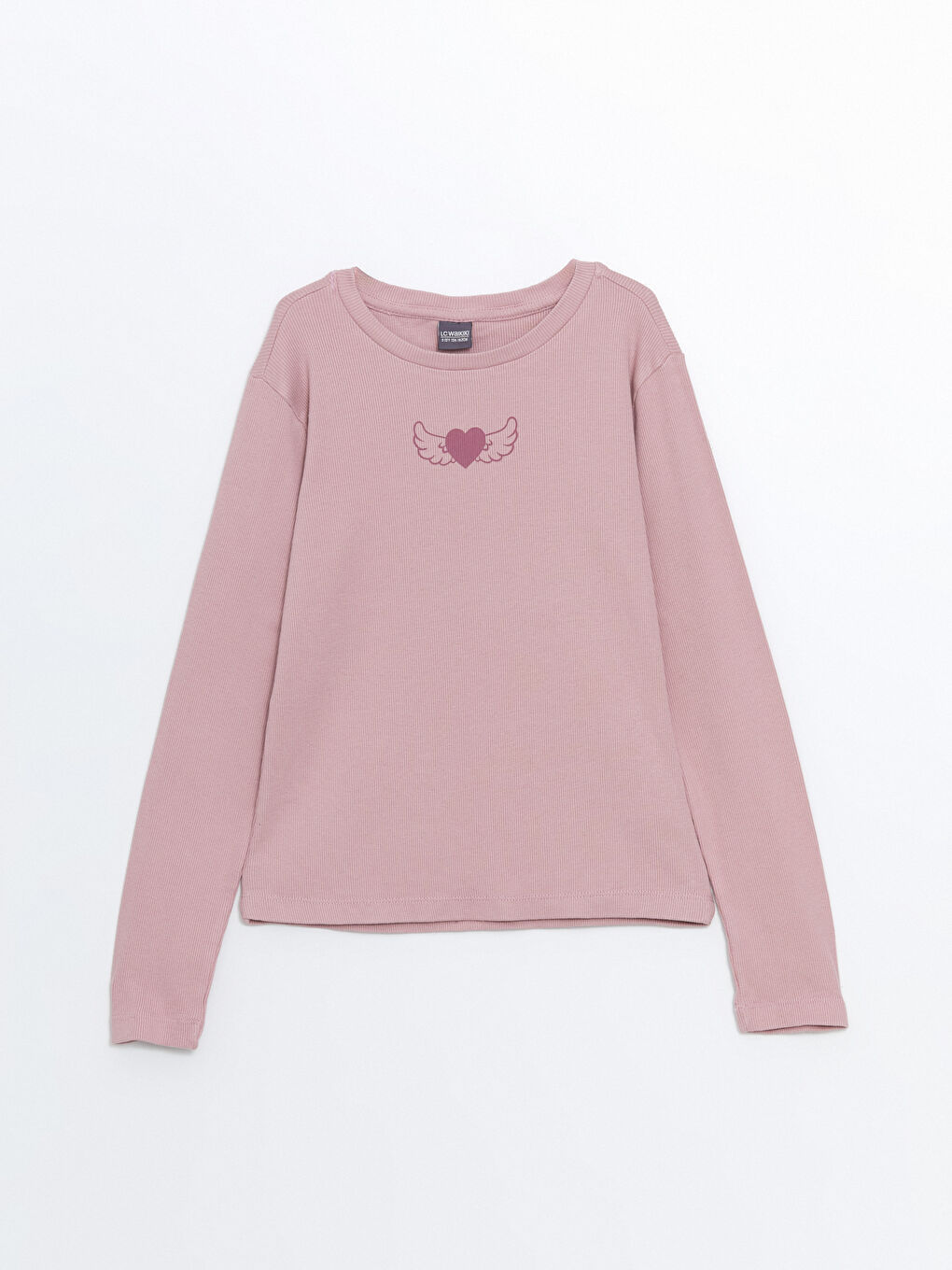 تيشيرت كم طويل مطبوع بياقة دائرية للبنات