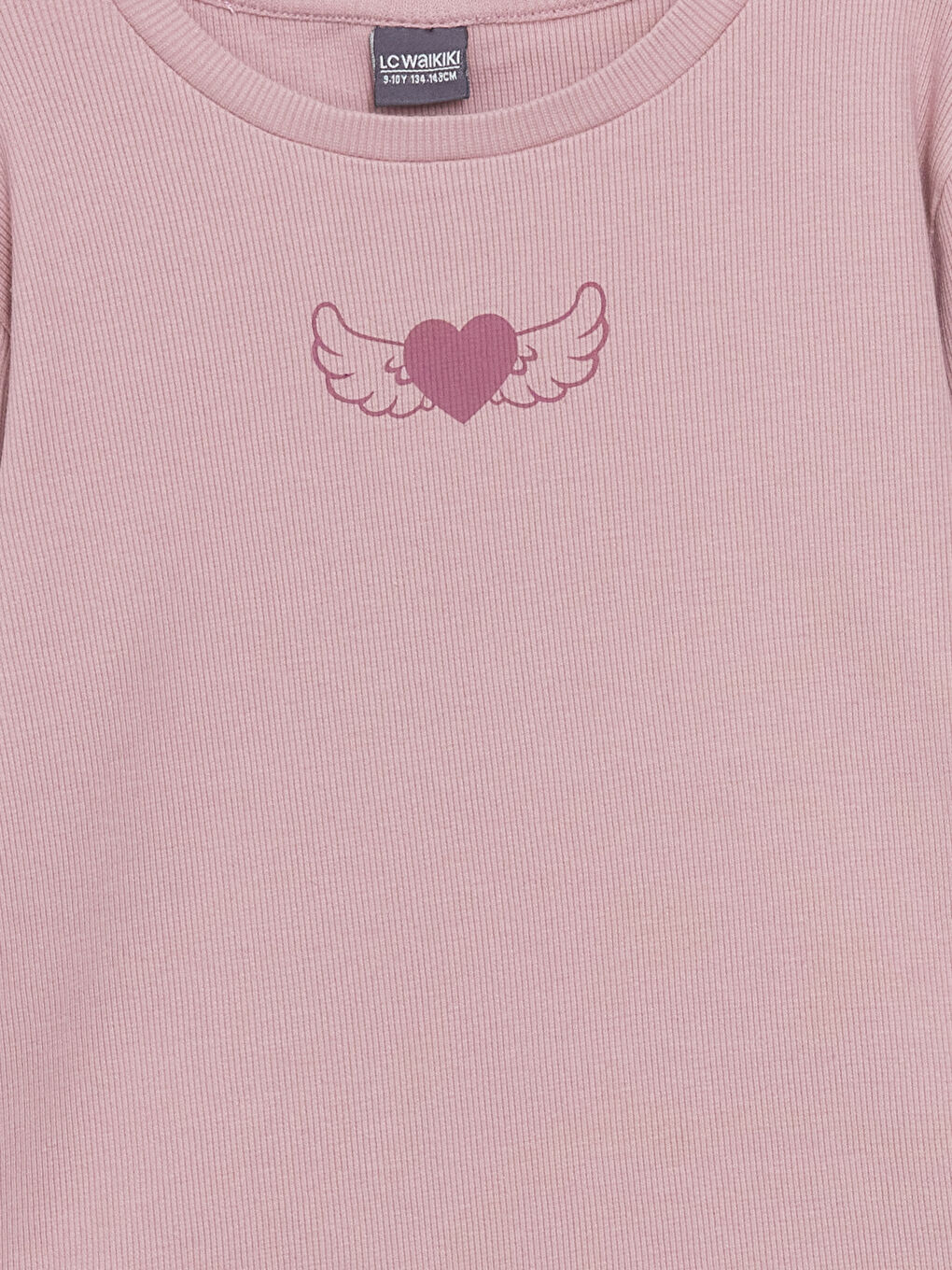 تيشيرت كم طويل مطبوع بياقة دائرية للبنات-1