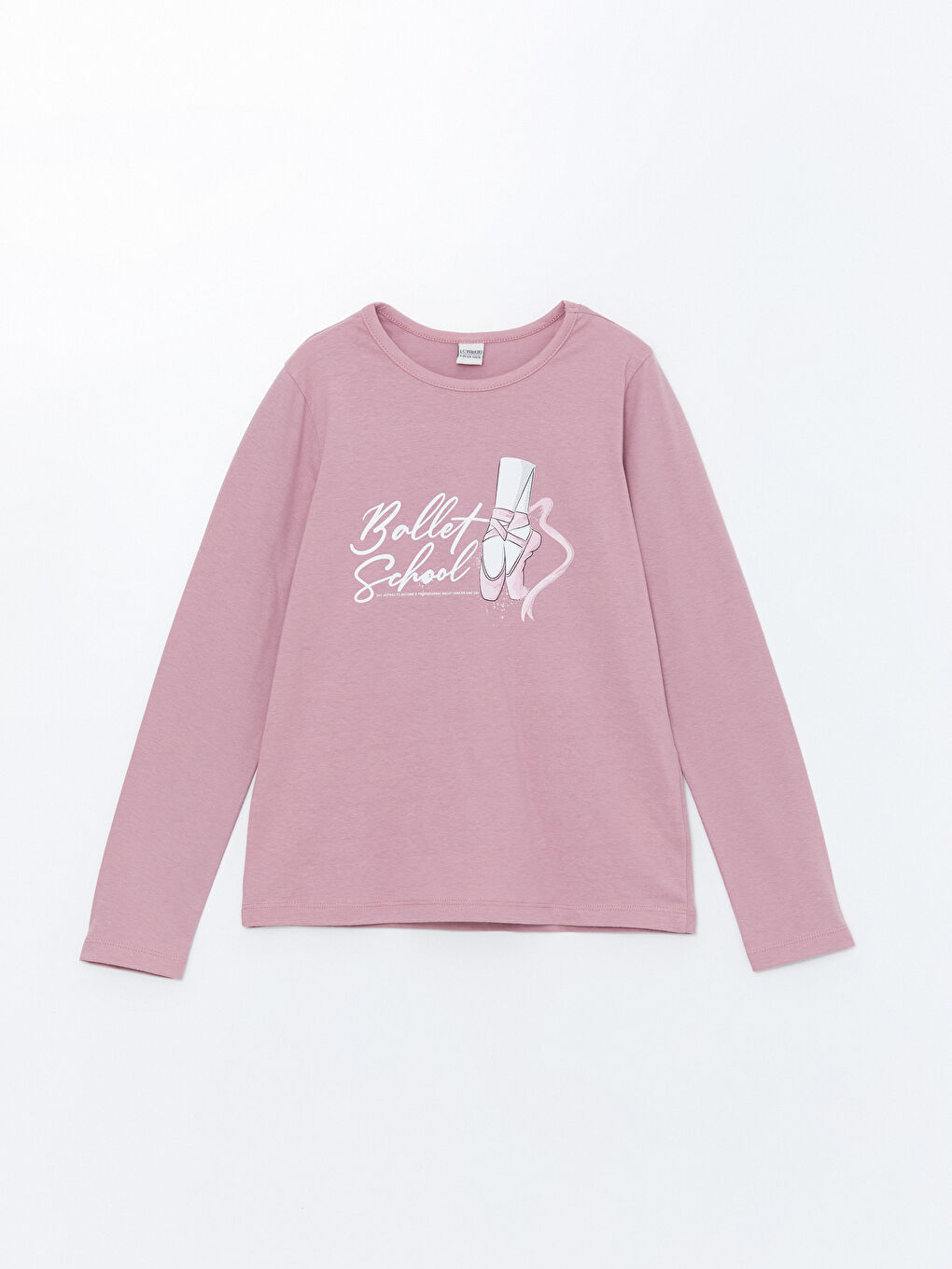Crew Neck Printed Long Sleeve Girls' T-Shirt-1