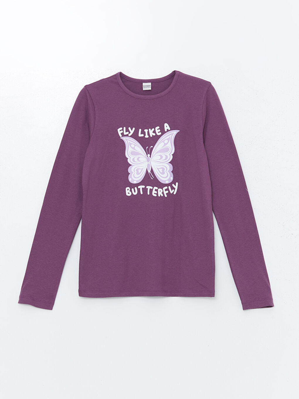 Crew Neck Printed Long Sleeve Girls' T-Shirt