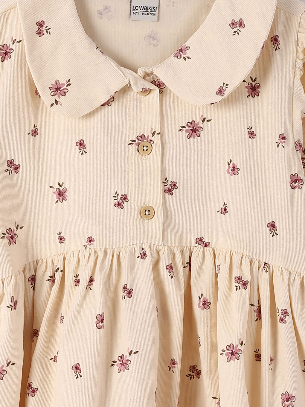 فستان للبنات بياقة بيتر بان مُزهر-2