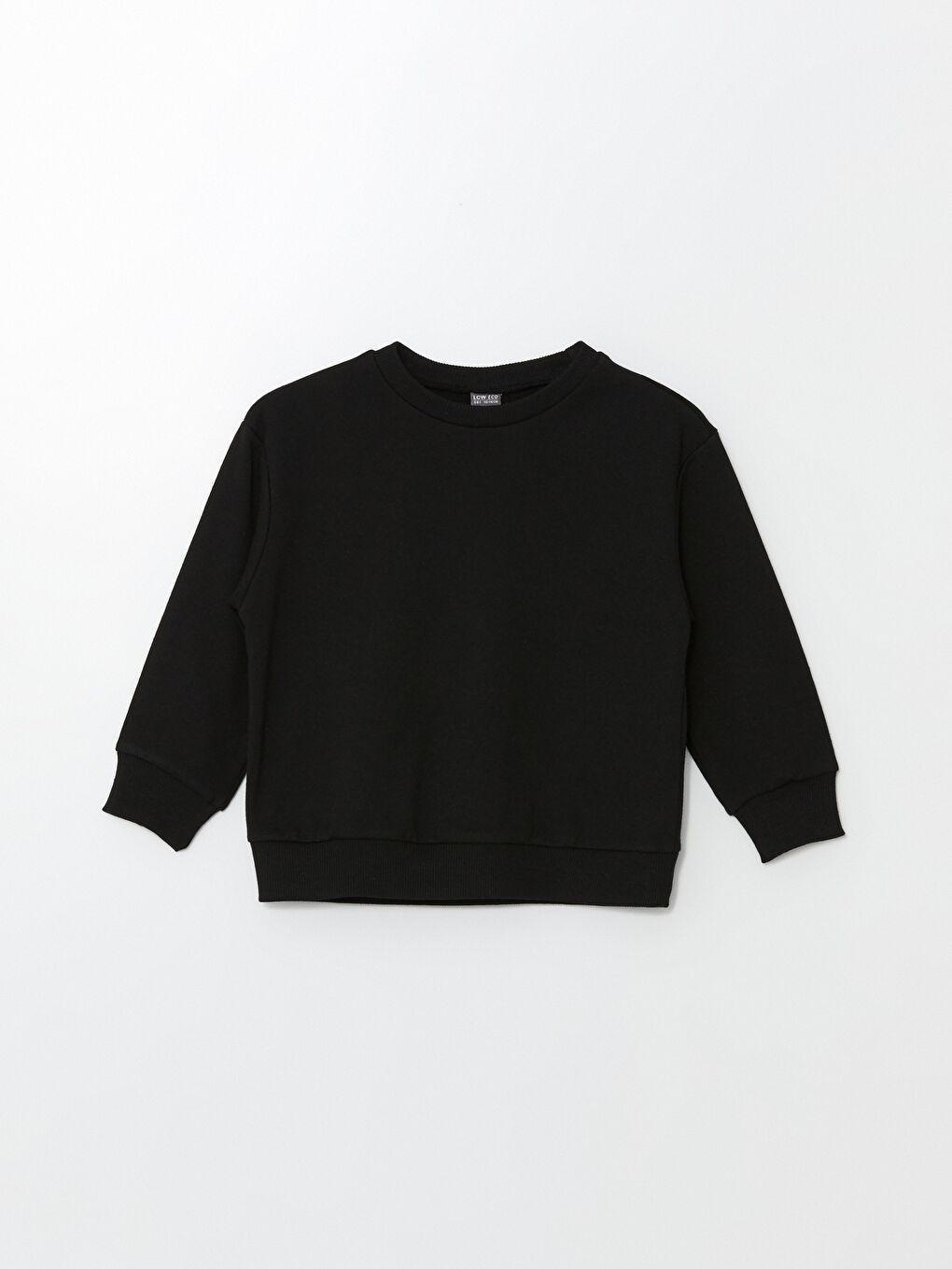 LCW ECO Yeni Siyah Bisiklet Yaka Basic Uzun Kollu Kız Çocuk Sweatshirt