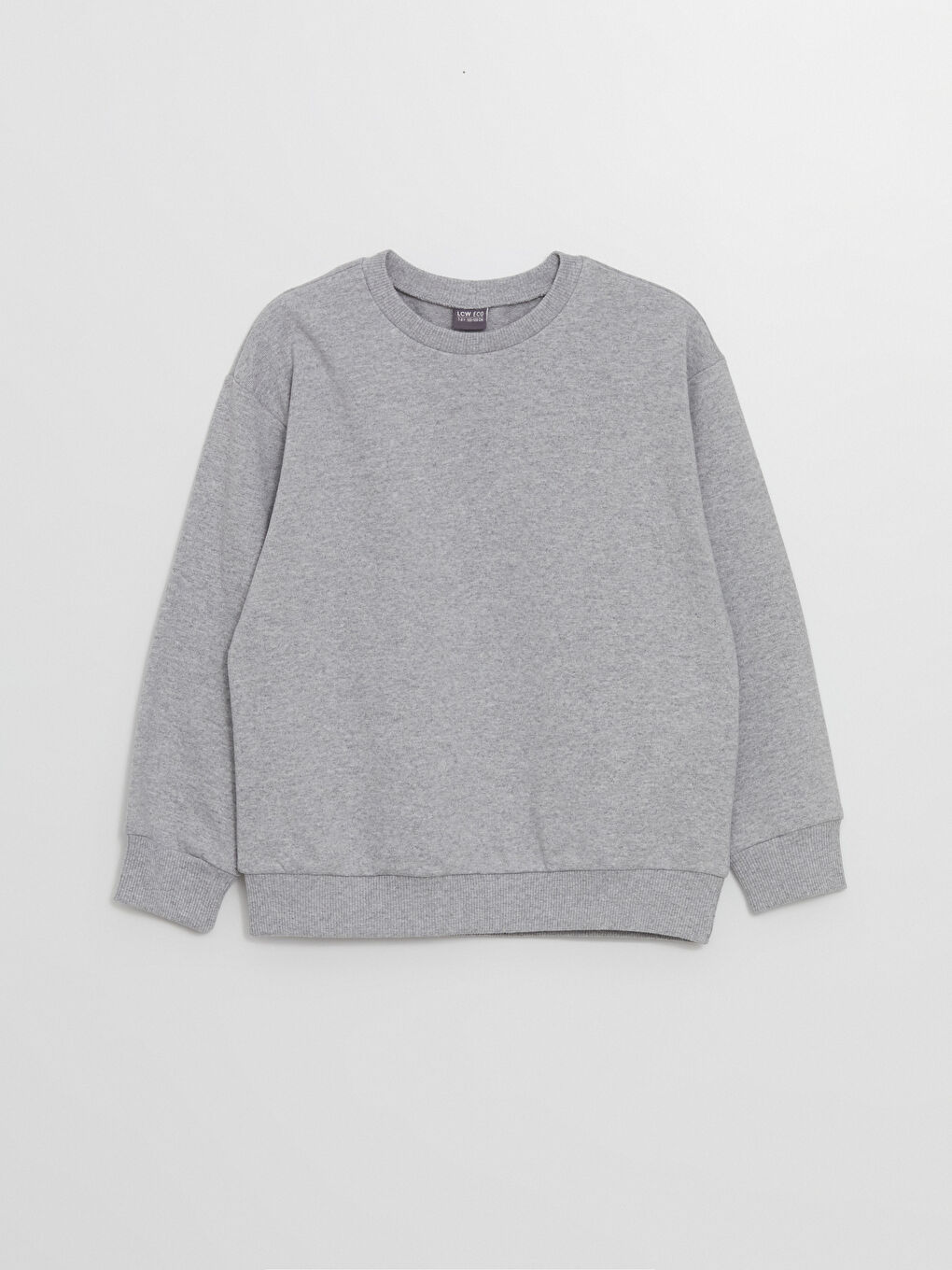 LCW ECO Grey Mel - Lacivert Bisiklet Yaka Basic Uzun Kollu Kız Çocuk Sweatshirt