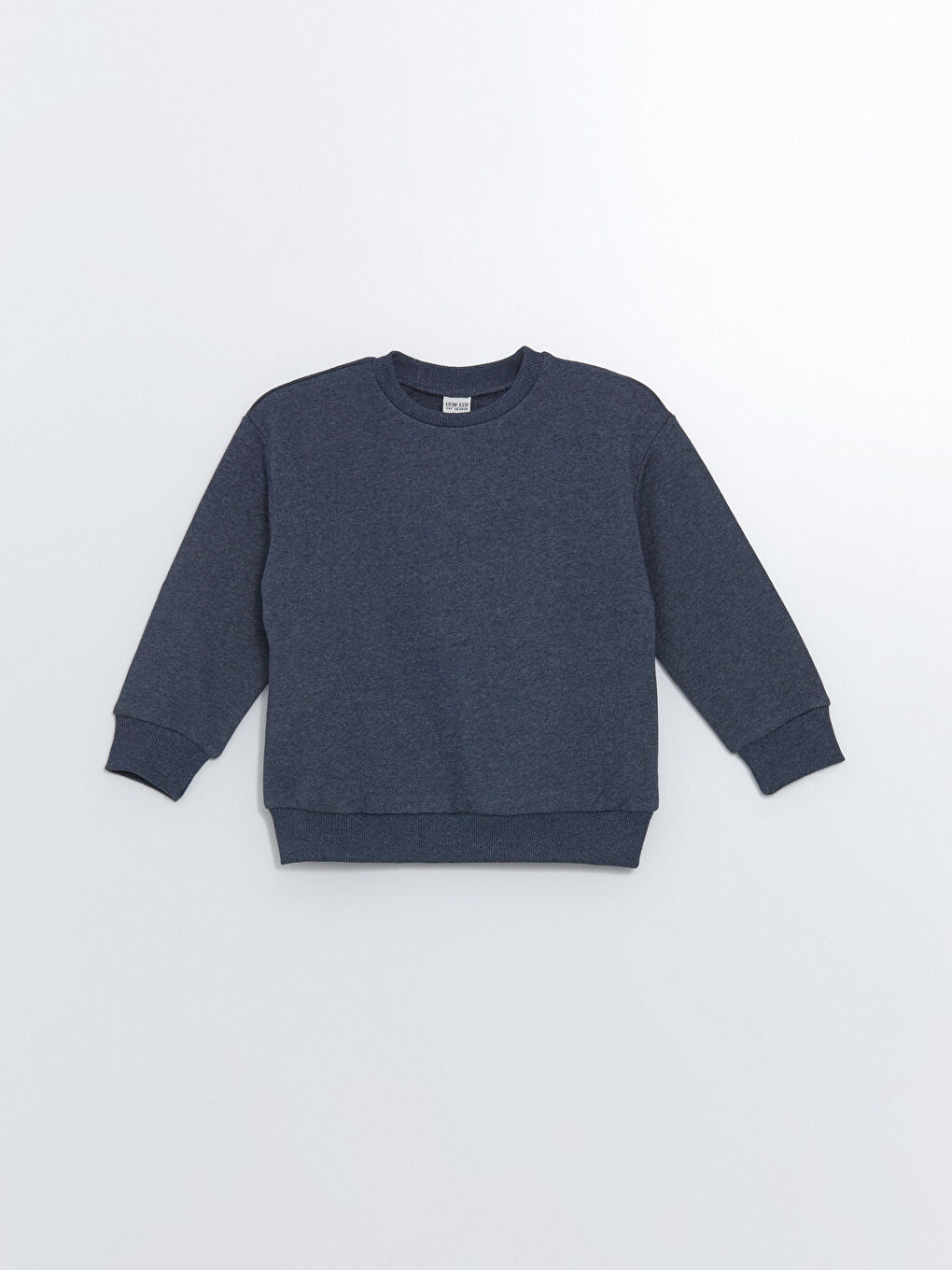 LCW ECO Mat İndigo Bisiklet Yaka Basic Uzun Kollu Kız Çocuk Sweatshirt