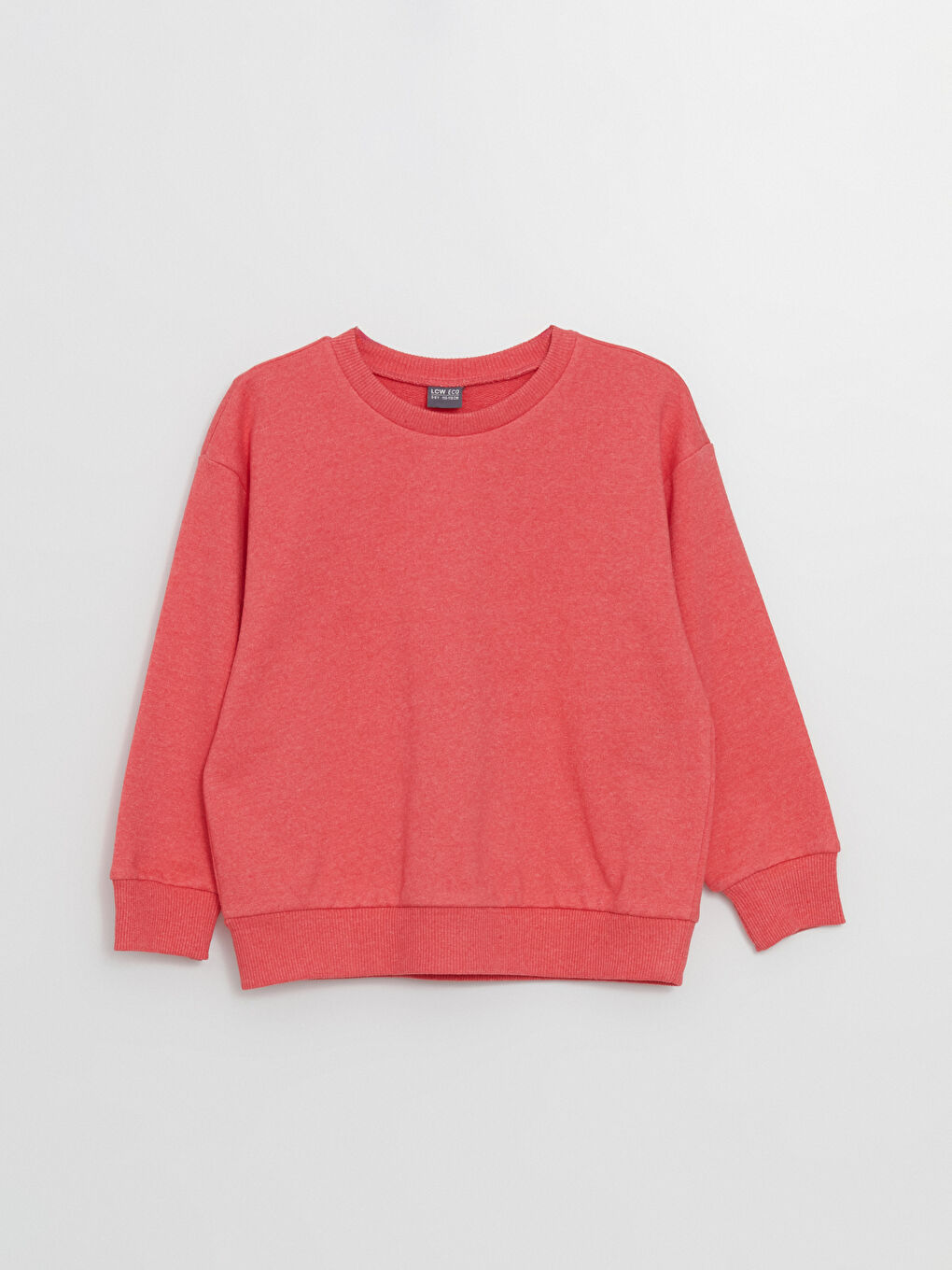 LCW ECO Canlı Pembe Bisiklet Yaka Basic Uzun Kollu Kız Çocuk Sweatshirt