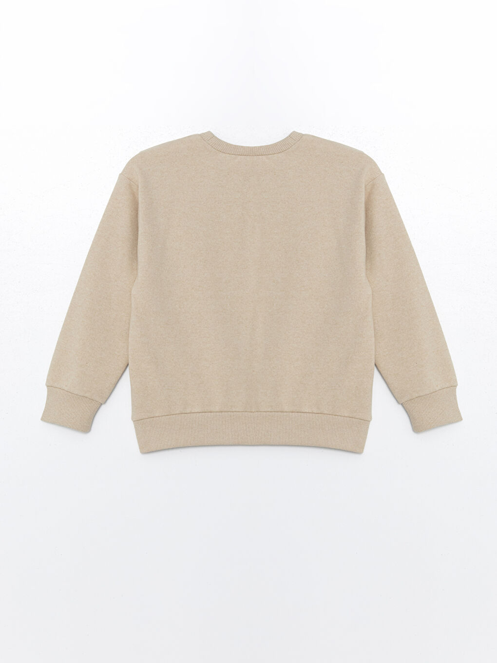 LCW ECO Açık Bej Bisiklet Yaka Basic Uzun Kollu Kız Çocuk Sweatshirt - 1