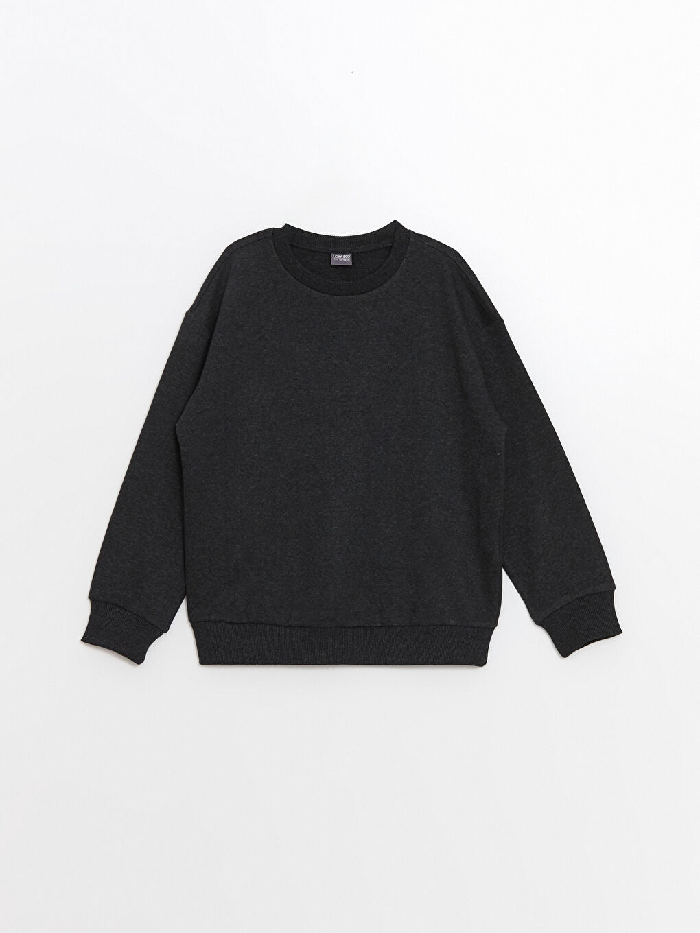 LCW ECO Antrasit Bisiklet Yaka Basic Uzun Kollu Kız Çocuk Sweatshirt