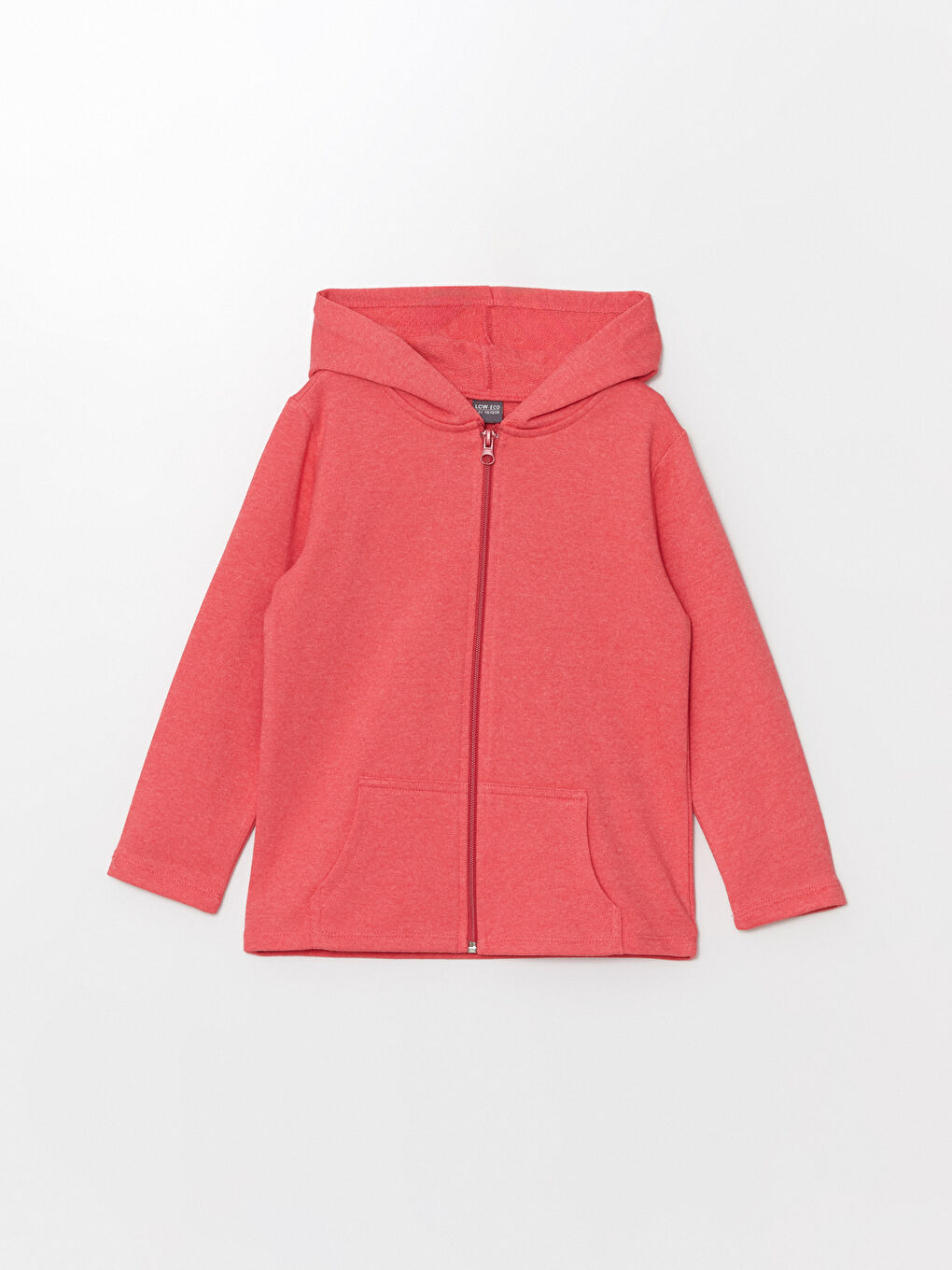 LCW ECO Canlı Pembe Kapüşonlu Kız Çocuk Fermuarlı Sweatshirt