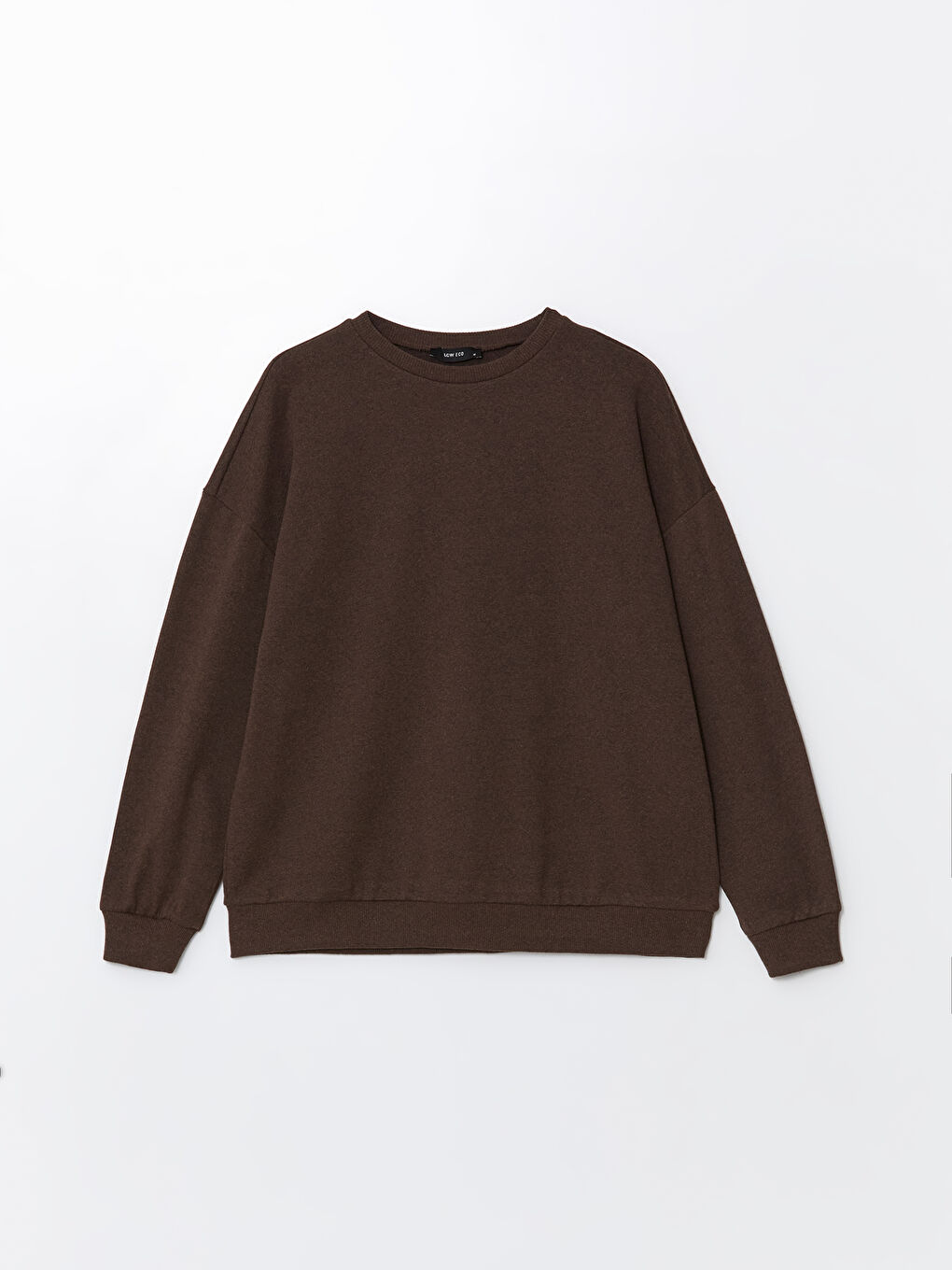 LCW ECO Mat Kahverengi Bisiklet Yaka Oversize Kadın Sweatshirt - 4