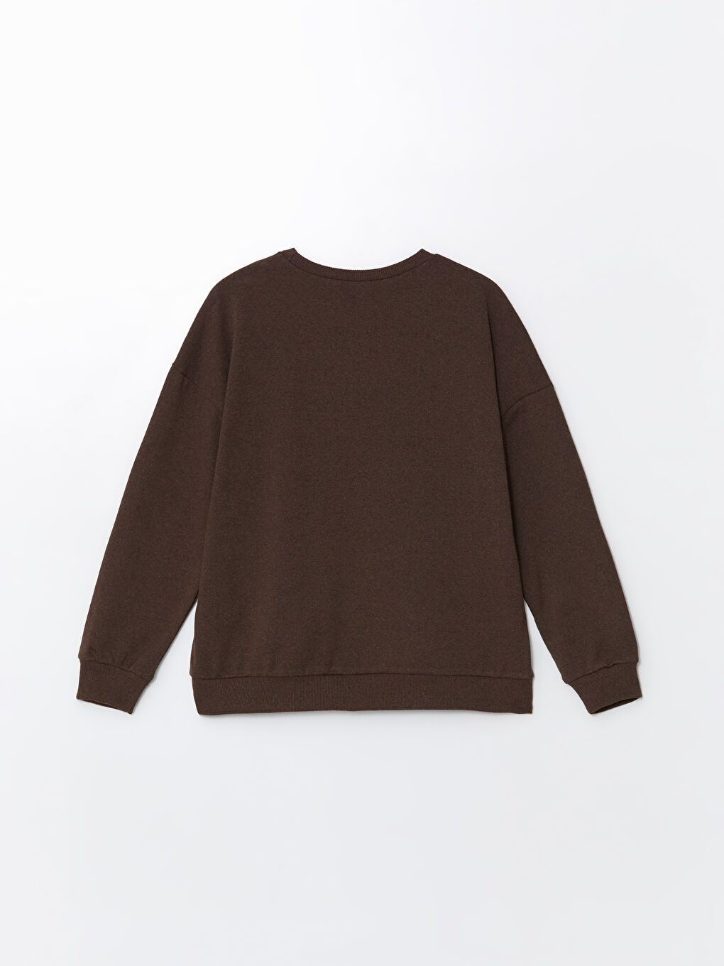 LCW ECO Mat Kahverengi Bisiklet Yaka Oversize Kadın Sweatshirt - 5