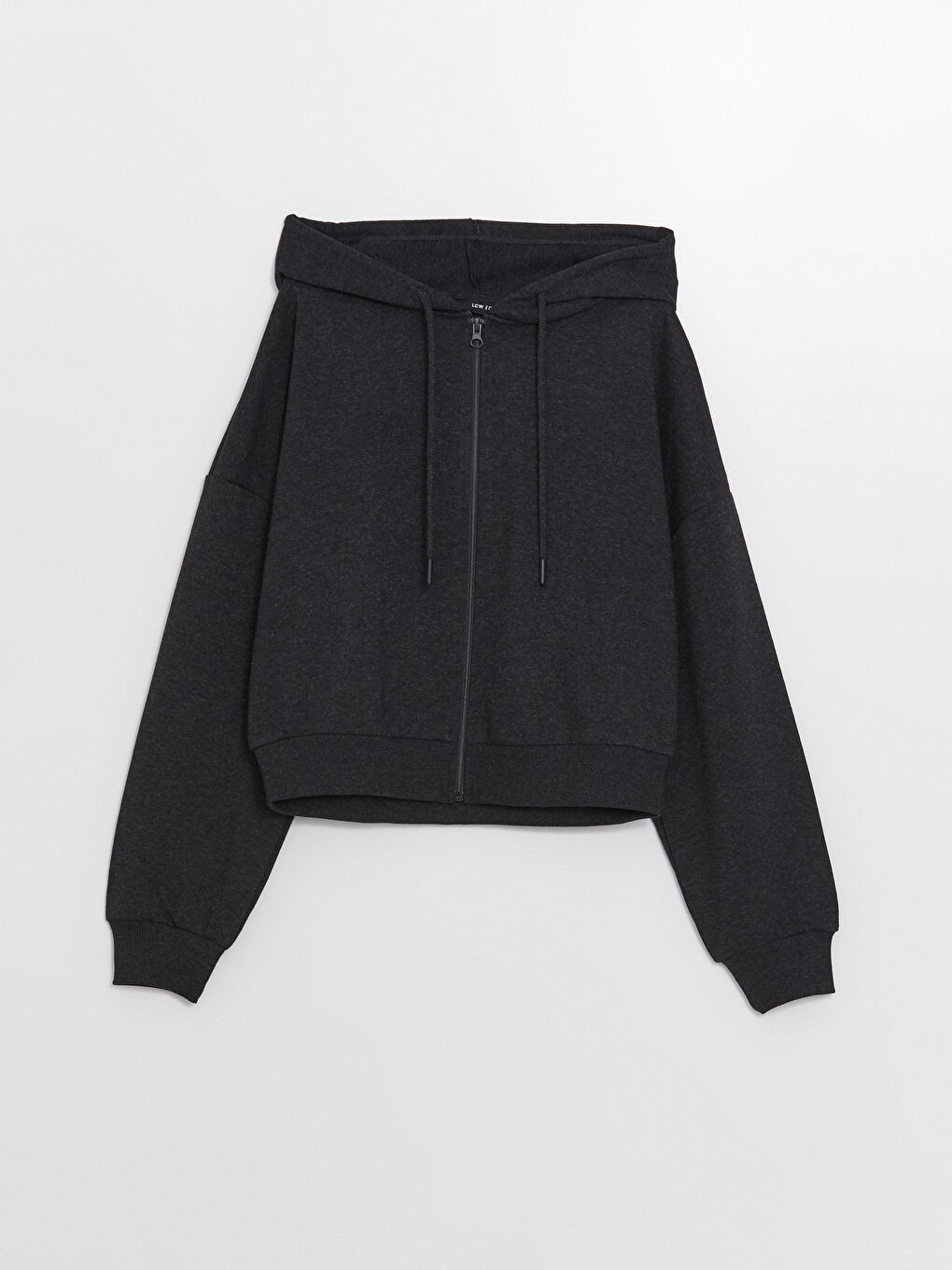 LCW ECO Antrasit Kapüşonlu Düz Oversize Kadın Fermuarlı Sweatshirt - 4