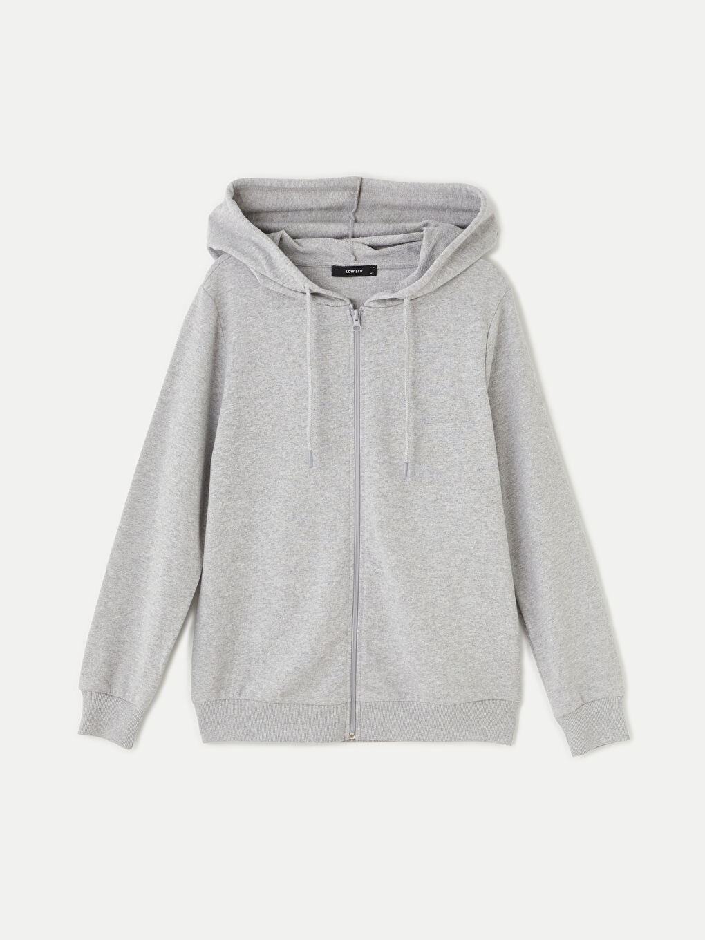 LCW ECO Grey Mel - Lacivert Kapüşonlu Düz Uzun Kollu Kadın Fermuarlı Sweatshirt