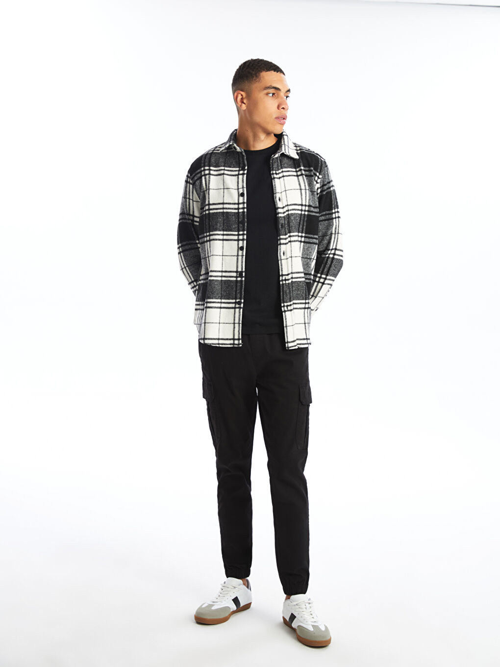 Regular Fit Long Sleeve Plaid Gabardine Men's Shirt-1
