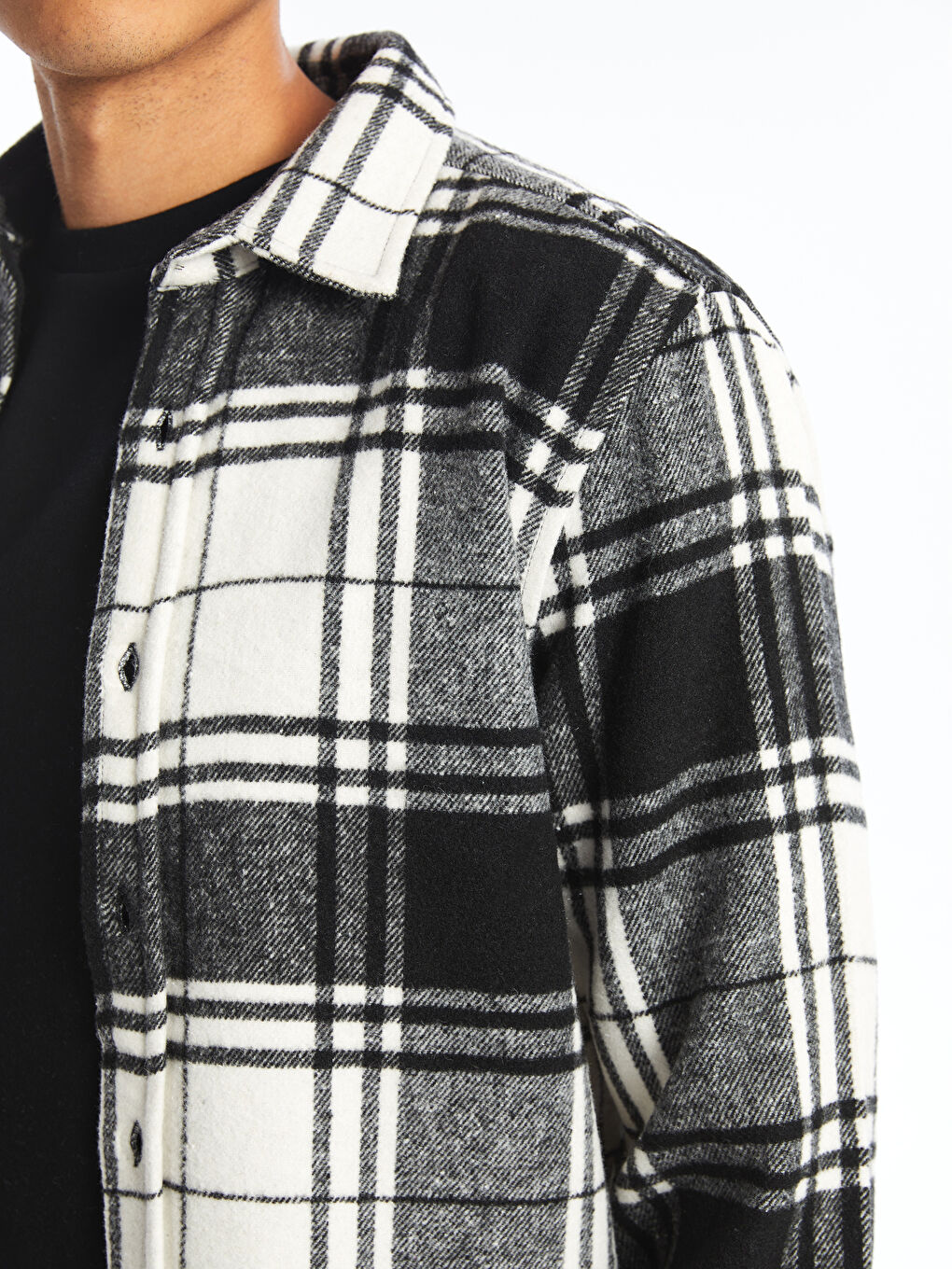 Regular Fit Long Sleeve Plaid Gabardine Men's Shirt-2