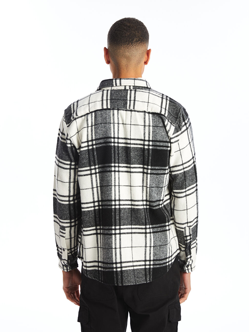 Regular Fit Long Sleeve Plaid Gabardine Men's Shirt-3