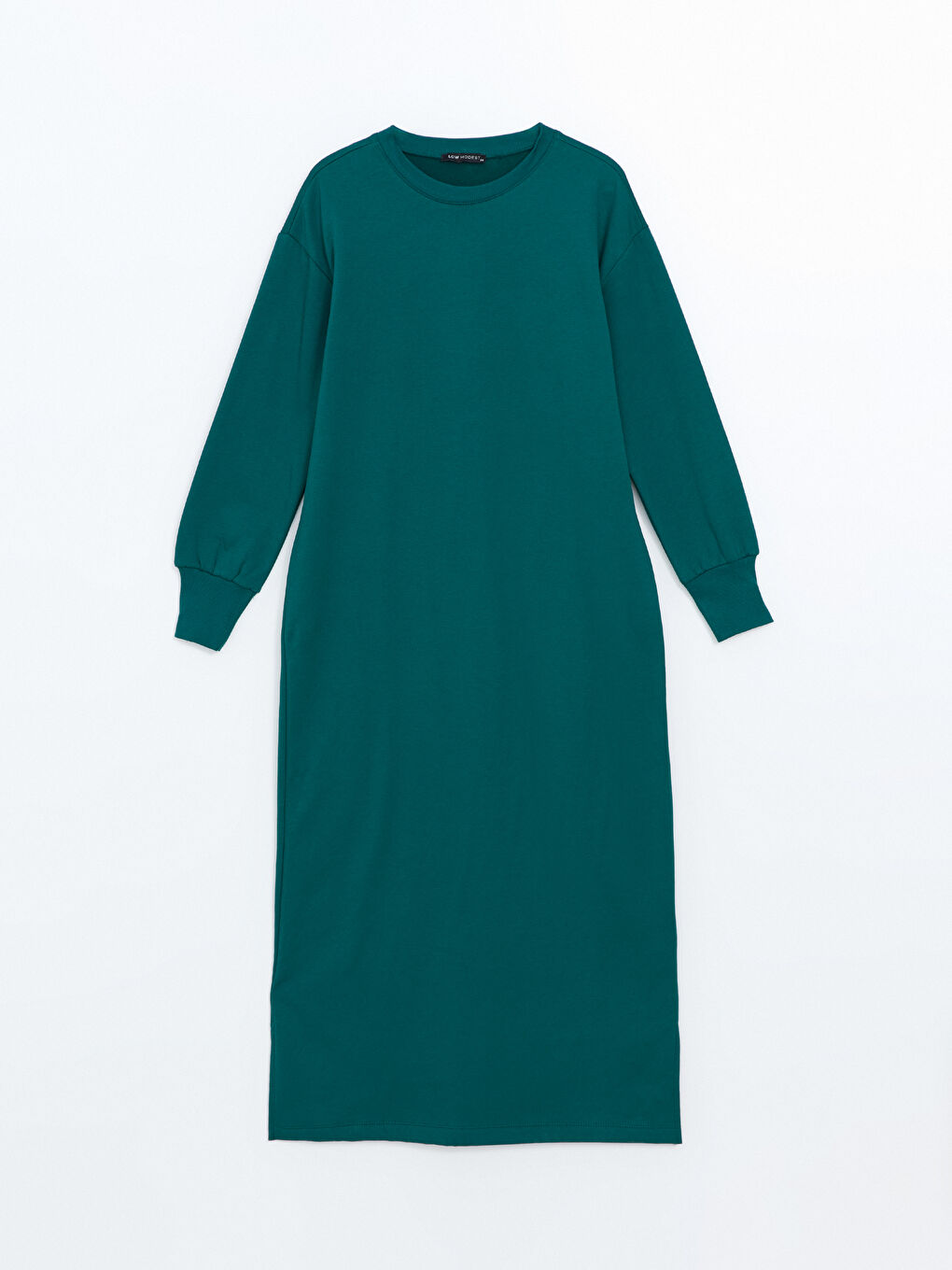 LCW Modest Koyu Yeşil Bisiklet Yaka Kadın Sweatshirt Elbise - 4