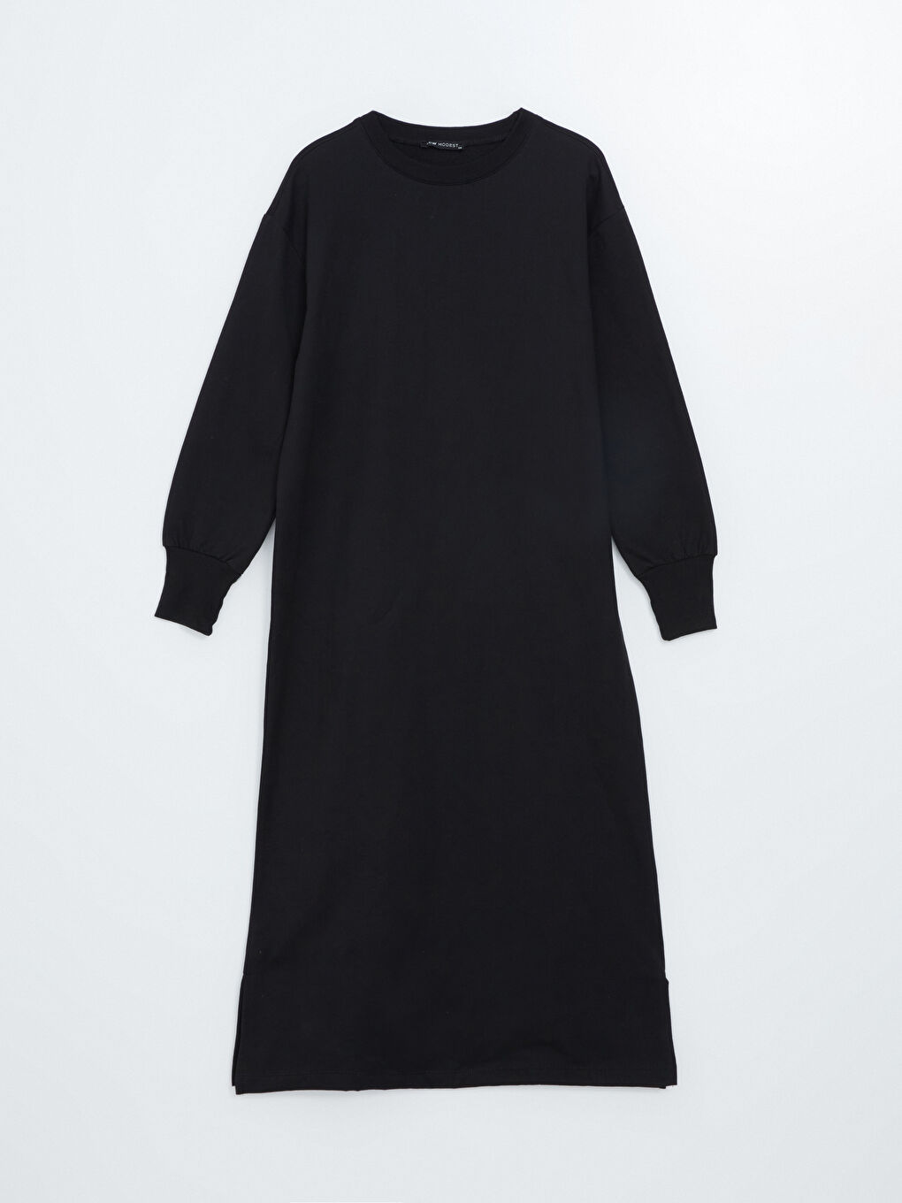 LCW Modest Siyah Bisiklet Yaka Kadın Sweatshirt Elbise - 4