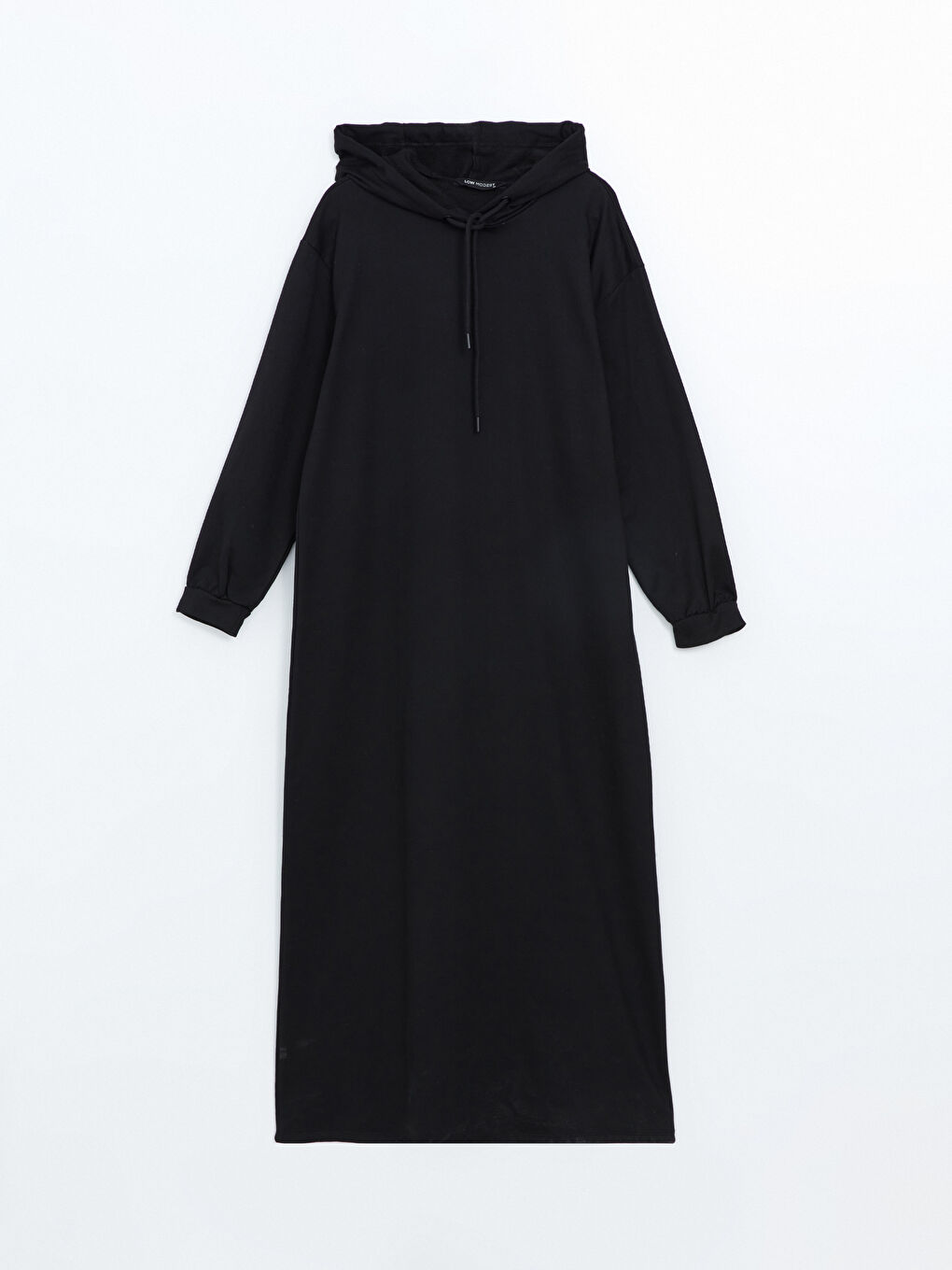 LCW Modest Yeni Siyah Kapüşonlu Oversize Kadın Sweatshirt Elbise - 4