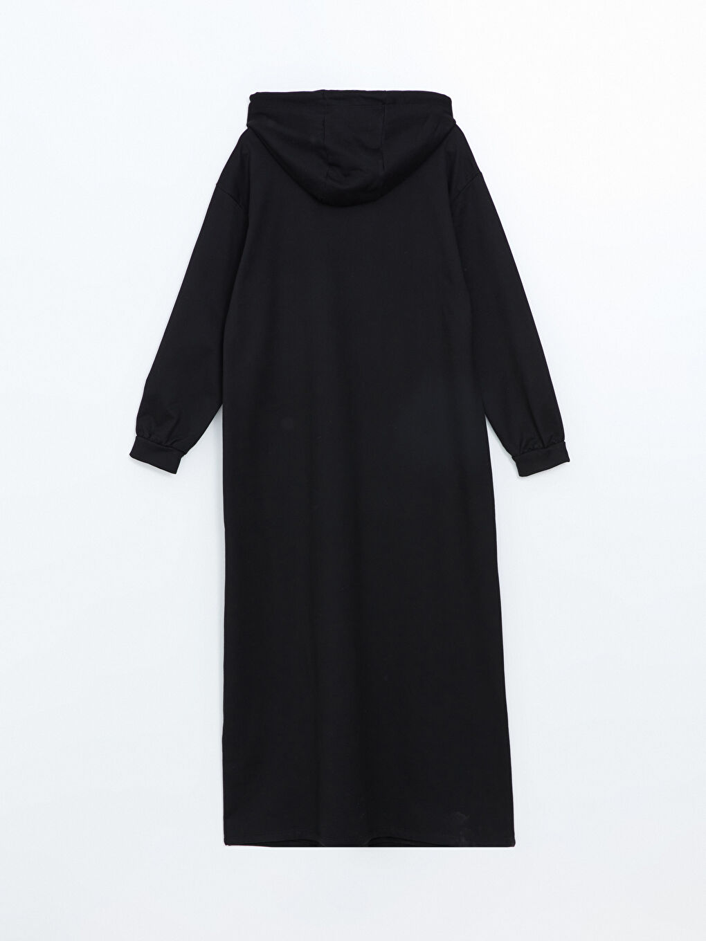 LCW Modest Yeni Siyah Kapüşonlu Oversize Kadın Sweatshirt Elbise - 6