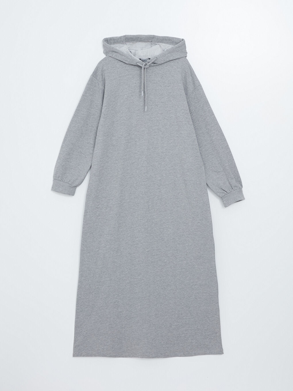 LCW Modest Gri Melanj Kapüşonlu Oversize Kadın Sweatshirt Elbise - 4