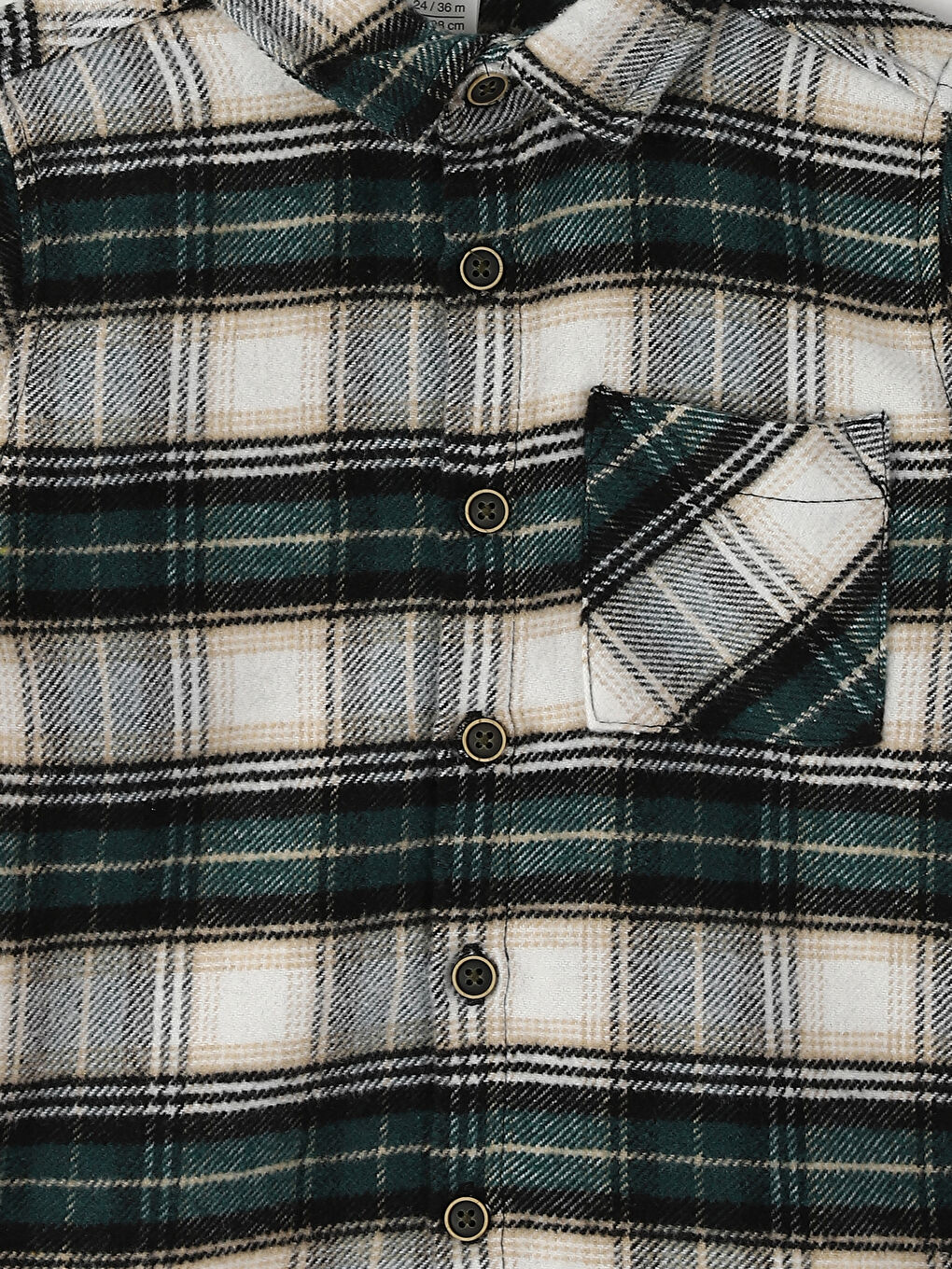 قميص فلانيل كاروهات كم طويل للأولاد-3