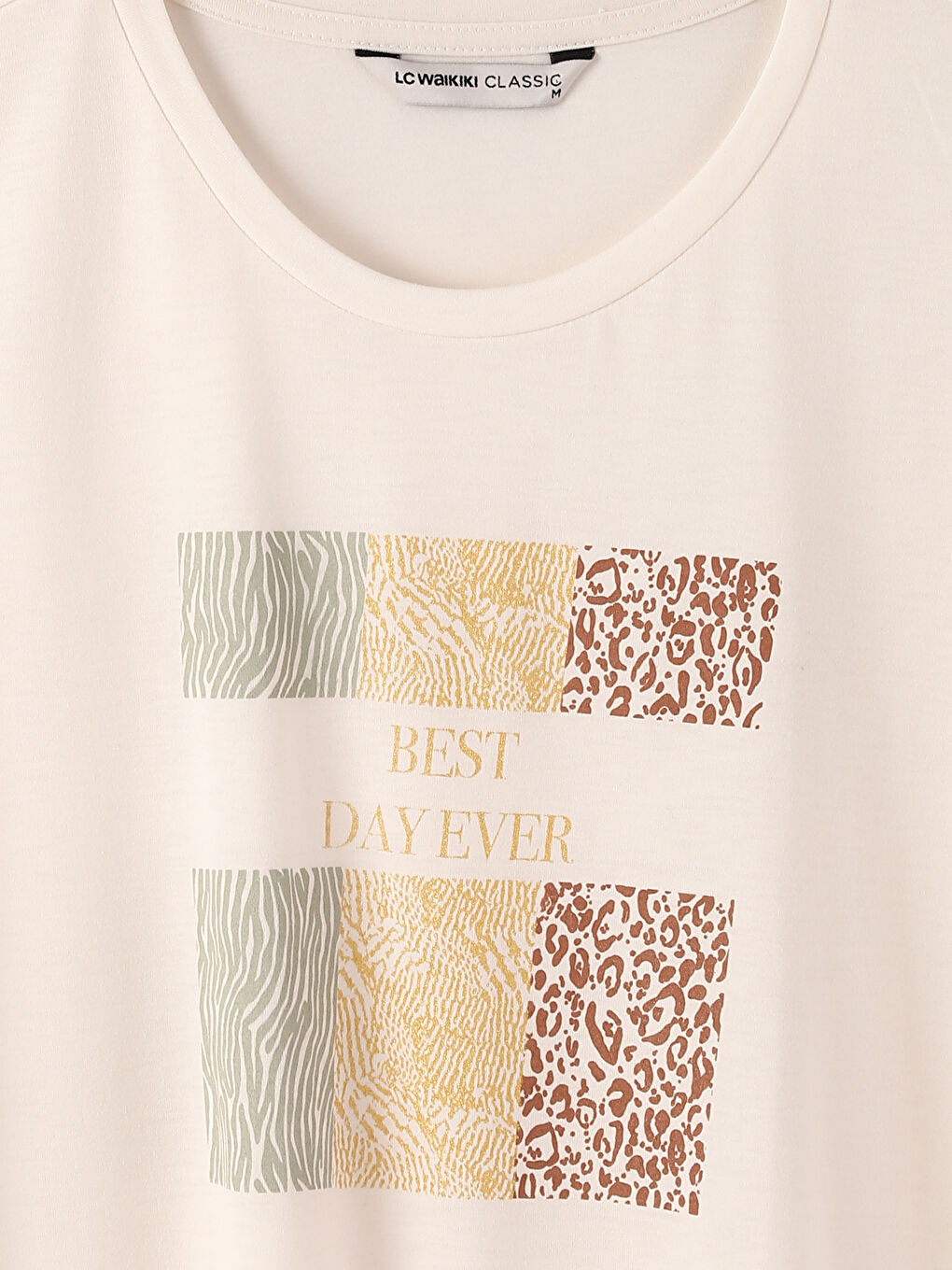 Crew Neck Printed Short Sleeve Women's T-Shirt-3