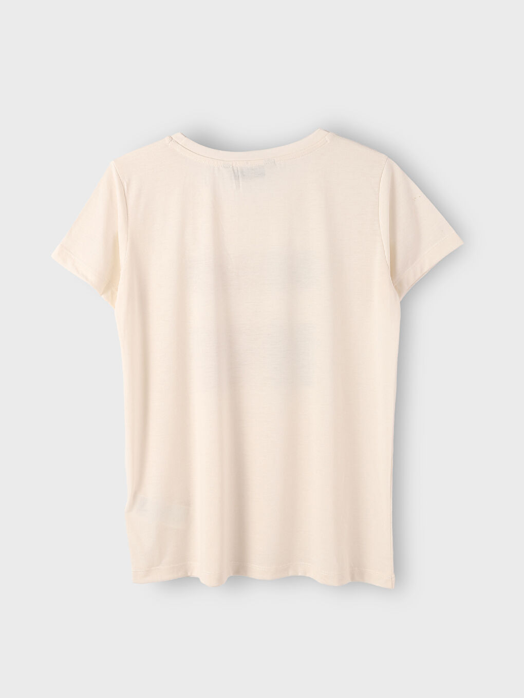 تيشيرت نسائي بأكمام قصيرة وياقة دائرية مطبوع-1