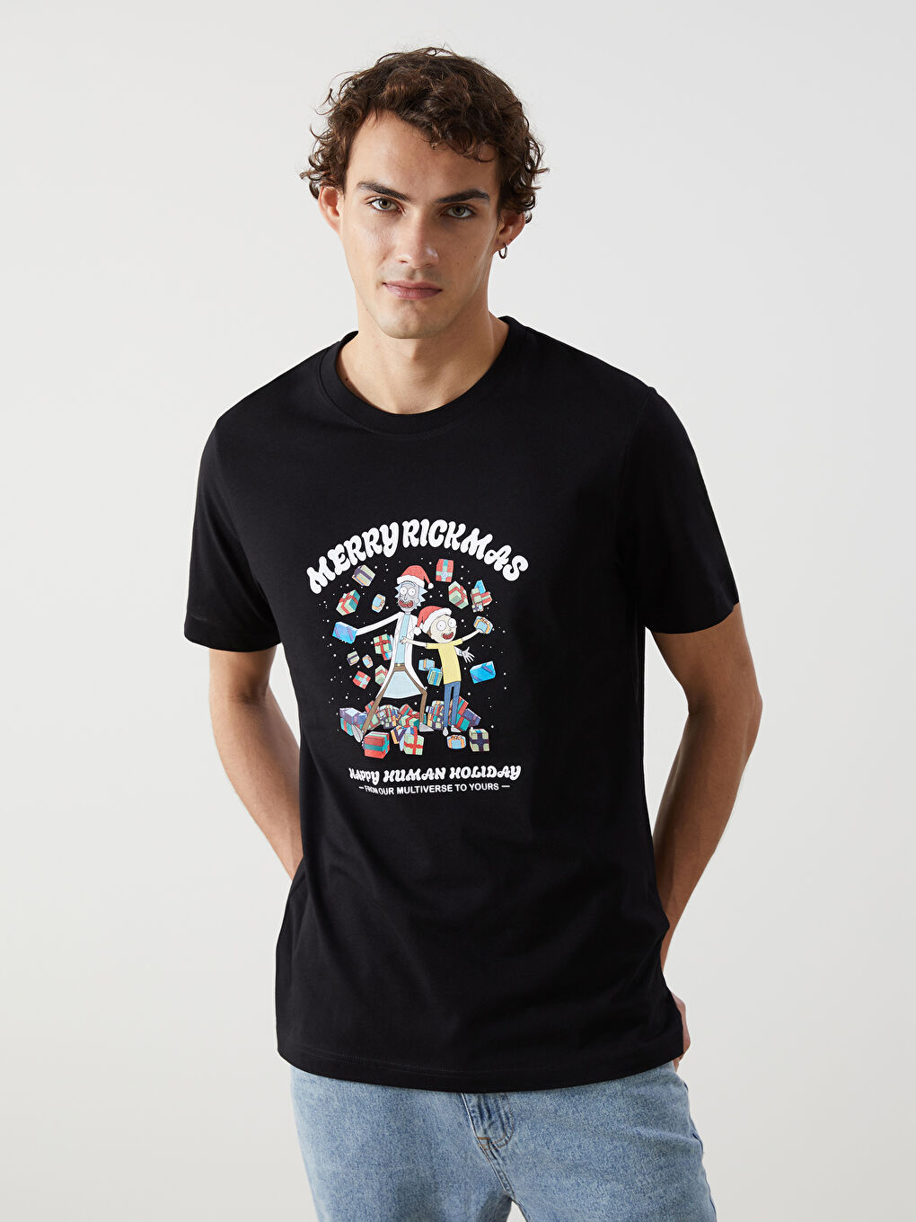 XSIDE T-shirt en Jersey Imprimé Rick et Morty à Manches Courtes et Col Rond pour Hommes -W4FA27Z8-CVL