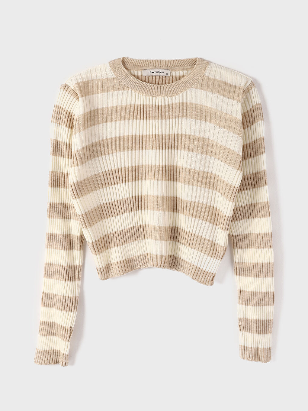 Crew Neck Striped Long Sleeve Knitwear Women's Sweater -W4FA44Z8-ELZ