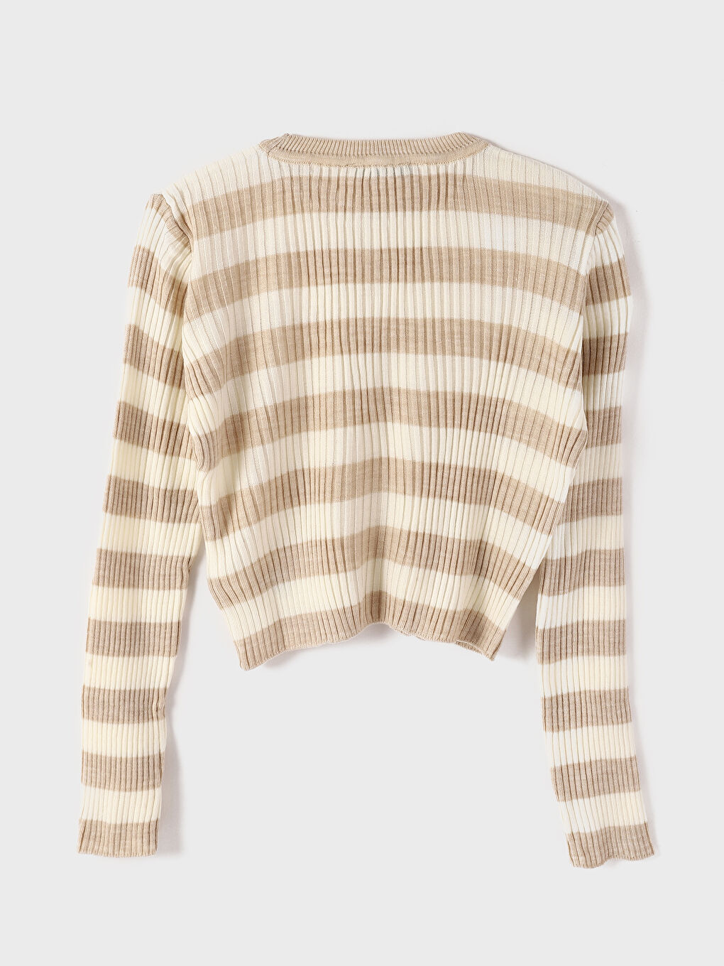 Crew Neck Striped Long Sleeve Knitwear Women's Sweater -W4FA44Z8-ELZ