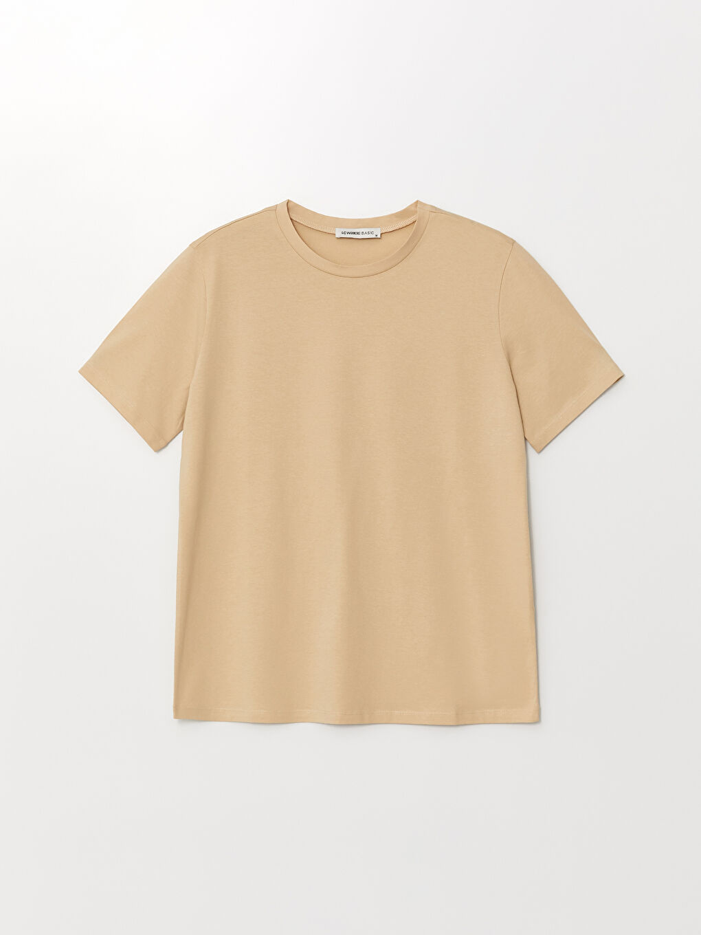 تيشيرت نسائي سادة بأكمام قصيرة ورقبة دائرية-4