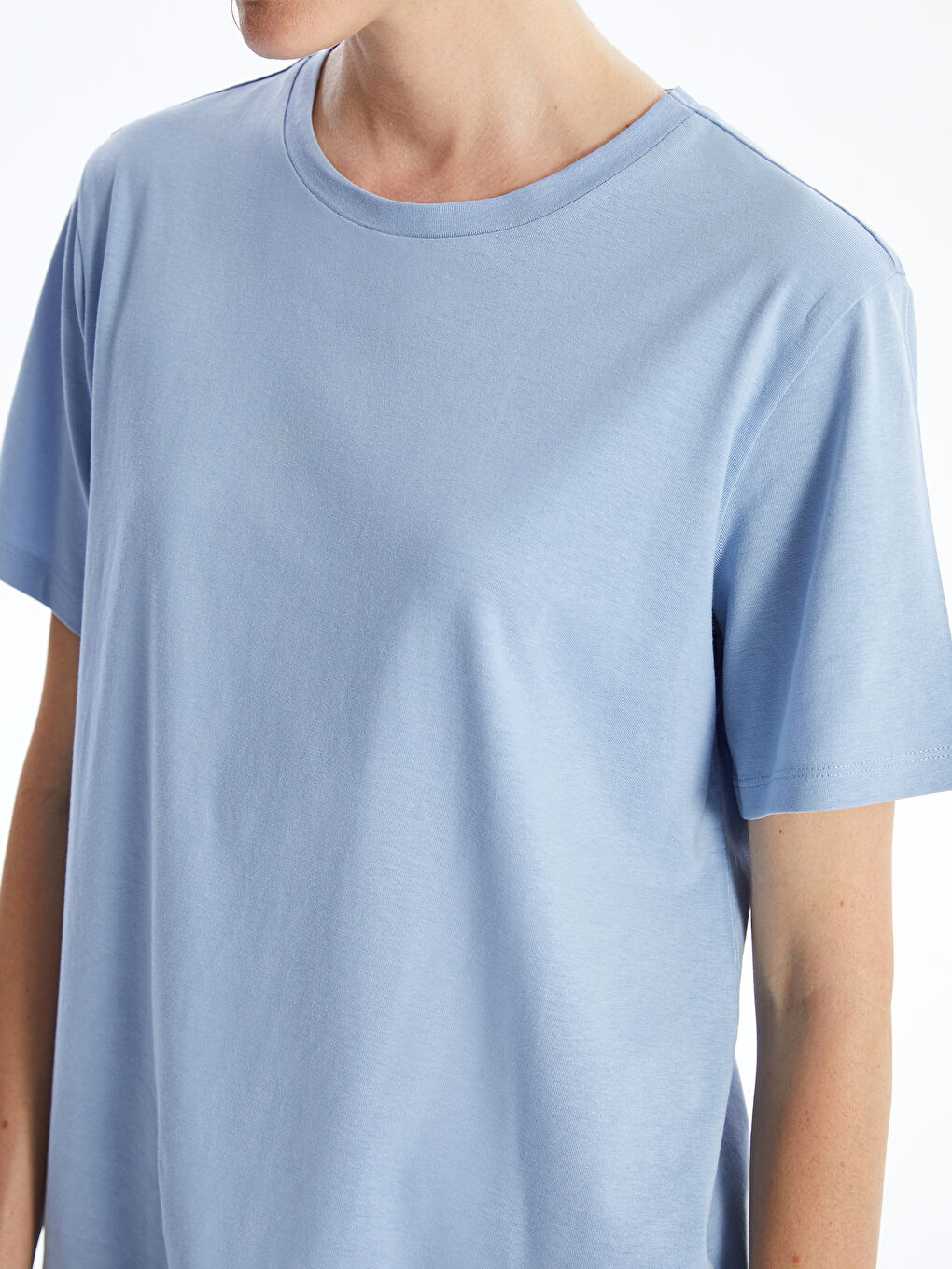Crew Neck Plain Short Sleeve Women's T-Shirt-2