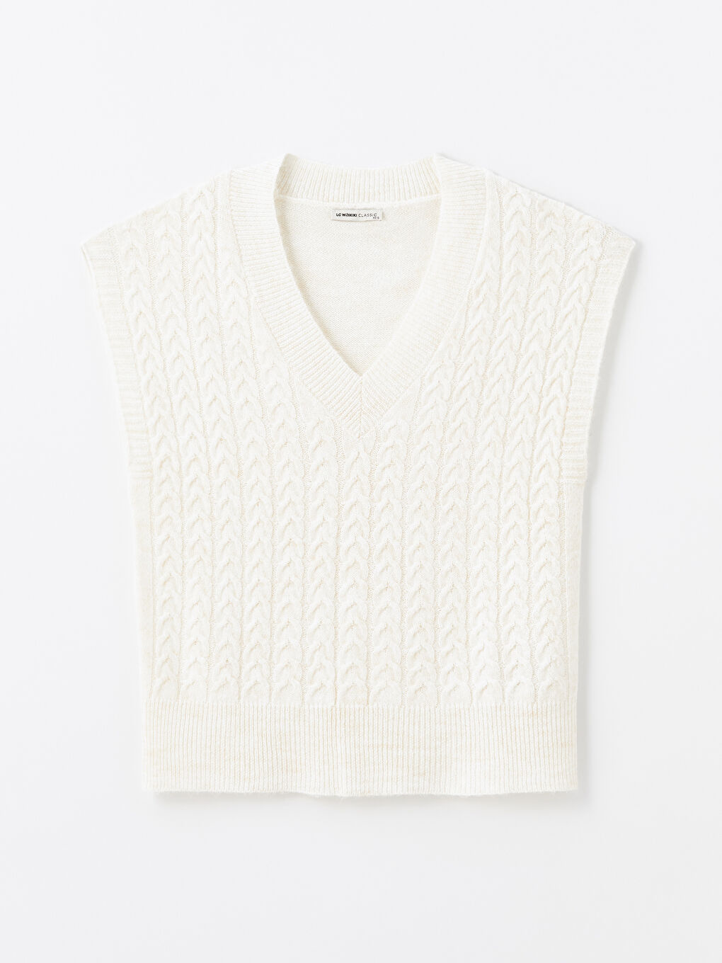 LCWAIKIKI Basic V-Neck Patterned Oversize Women's Knitwear Sweater -W4FA58Z8-R9J
