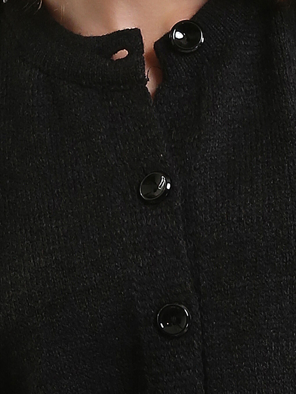 Crew Neck Plain Long Sleeve Women's Knitwear Cardigan-2