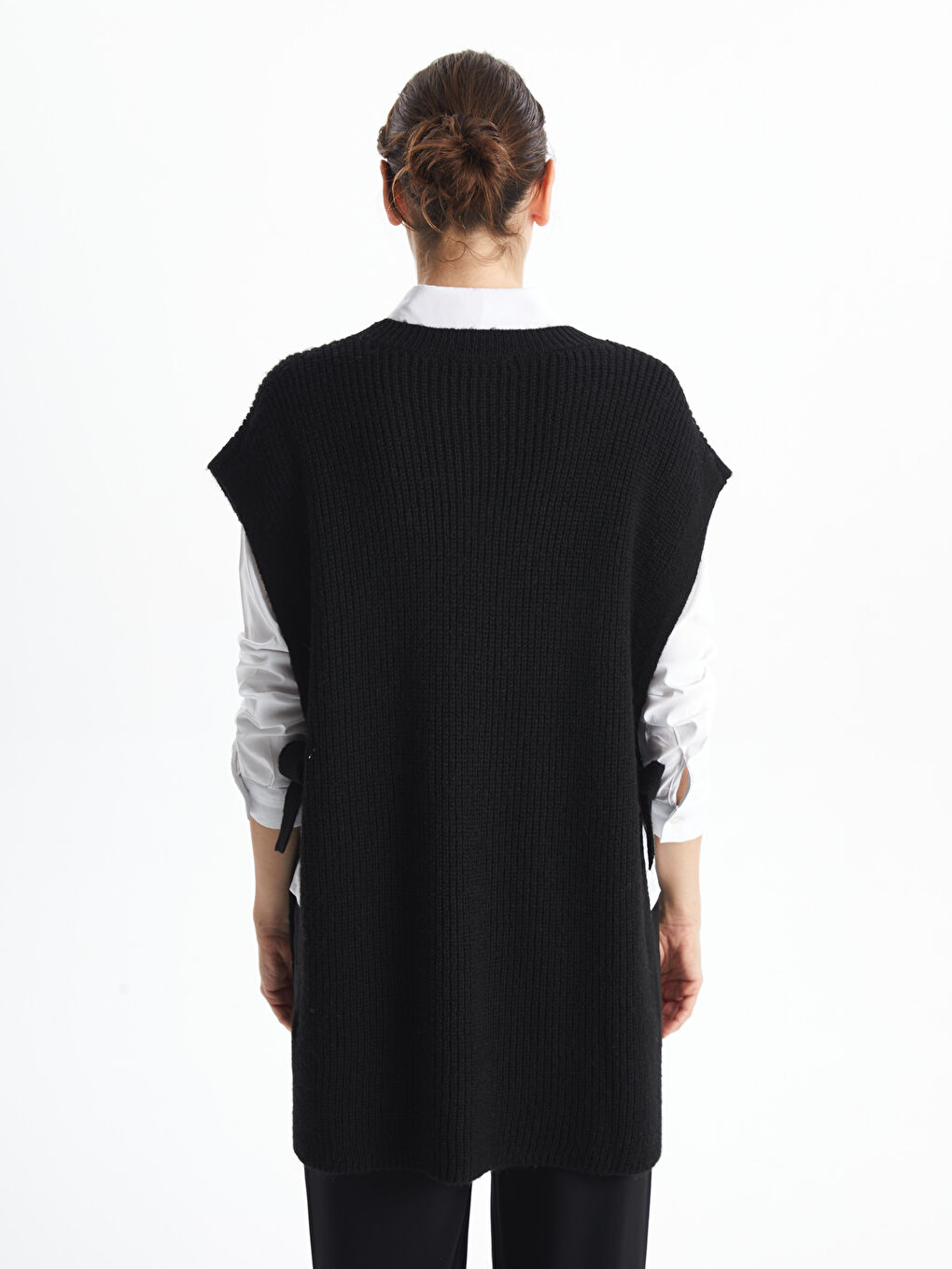 LCWAIKIKI Basic Crew Neck Textured Oversize Women's Knitwear Sweater Vest -W4FA60Z8-CVL